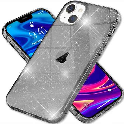 Nalia Smartphone-Hülle Apple iPhone 13, Klare Glitzer Hülle / Silikon Transparent / Glitter Cover / Bling Case