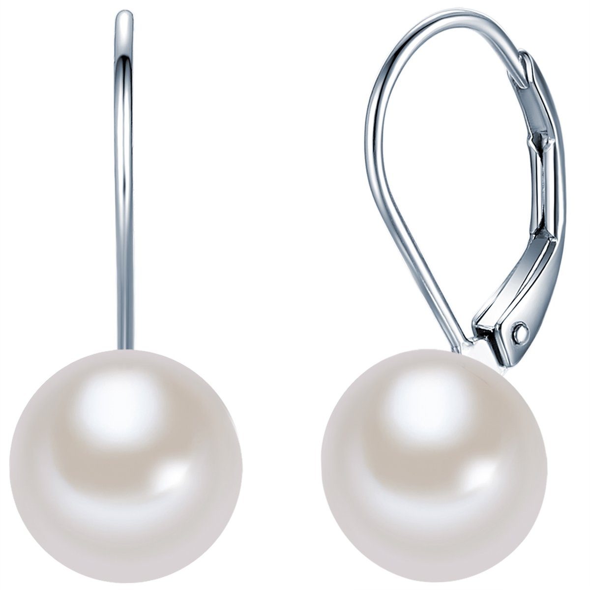 Valero Pearls Perlenohrringe aus 925 Sterling Silber, und Süßwasserzuchtperle in weiß