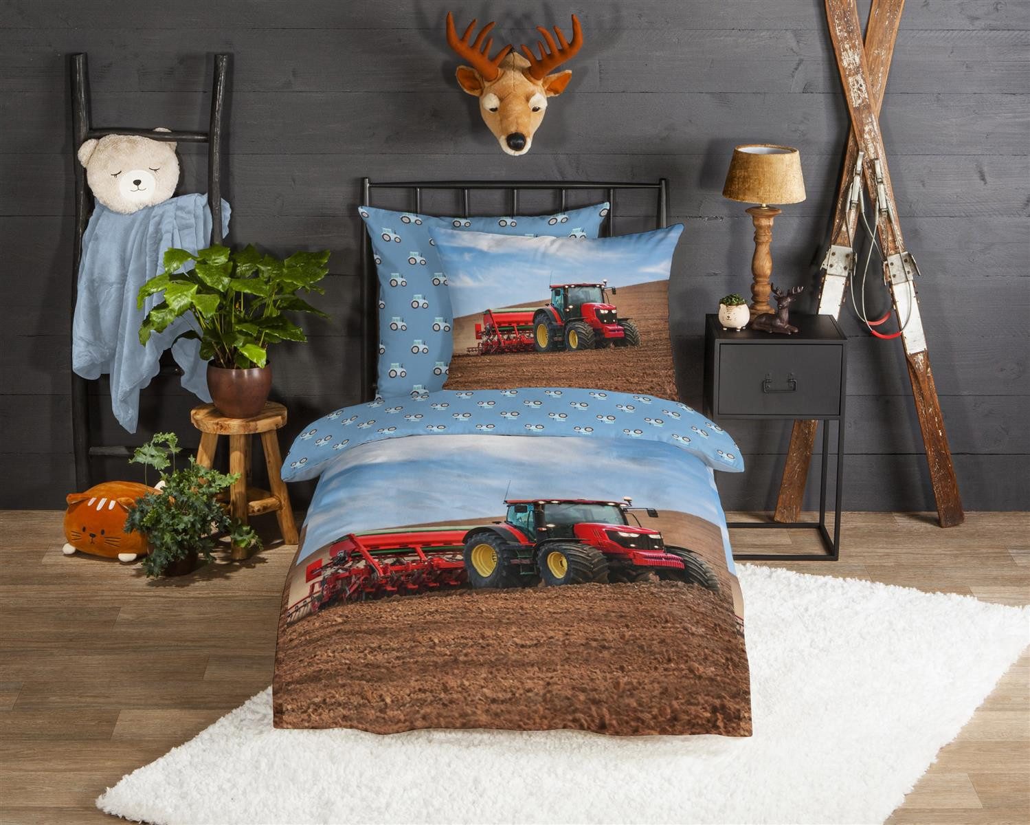 good morning Bettwäsche Biber Bettwäsche 135 X 200 cm + 1 x 80 X 80 cm Tractor bunt, Biber, bettwäsche 135x200 baumwolle 135x200 bettwäsche bettbezug