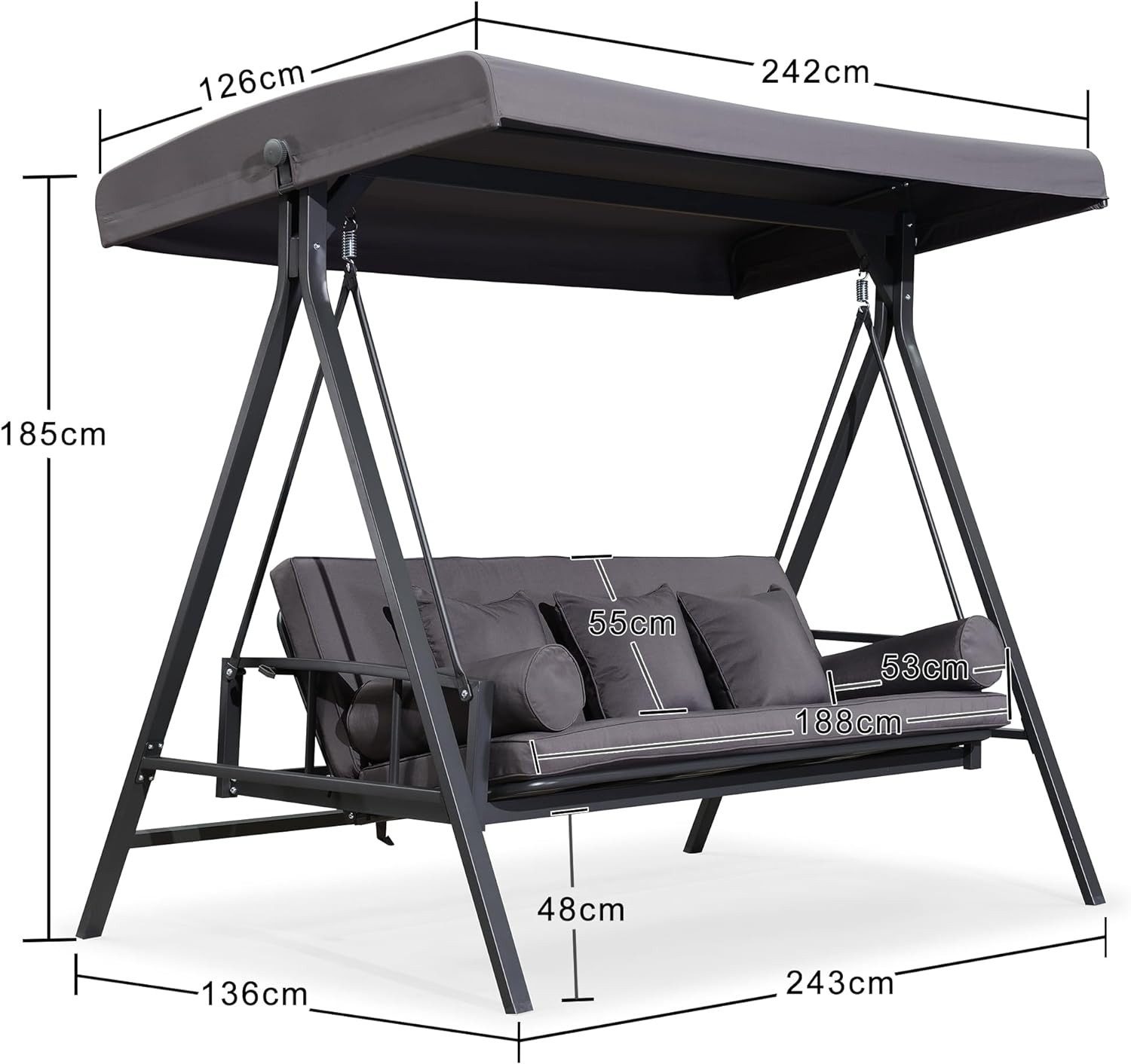 PURPLE LEAF Hollywoodschaukel Außenbereich 3-Sitzer Schaukelstuhl günstig online kaufen