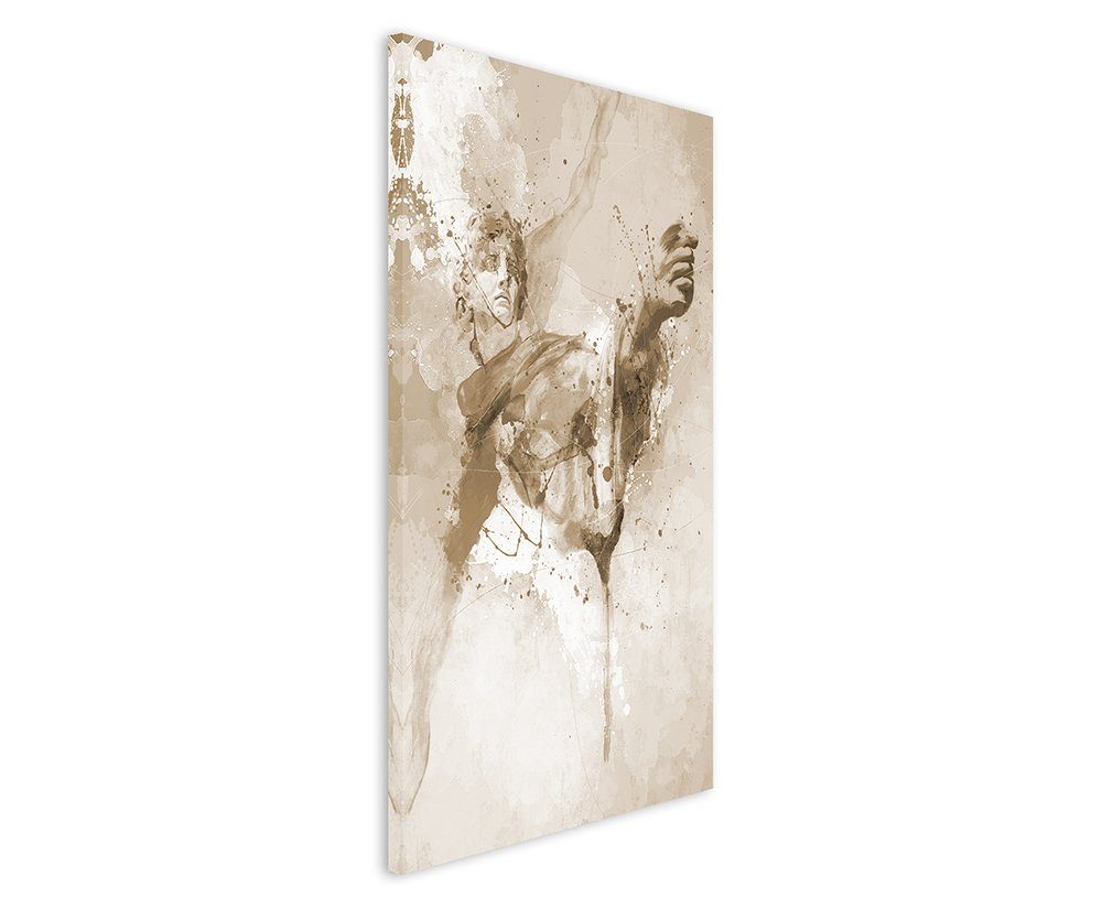 Sinus Art Leinwandbild Griechische Statue I 90x60cm Aquarell Art Leinwandbild Sepia