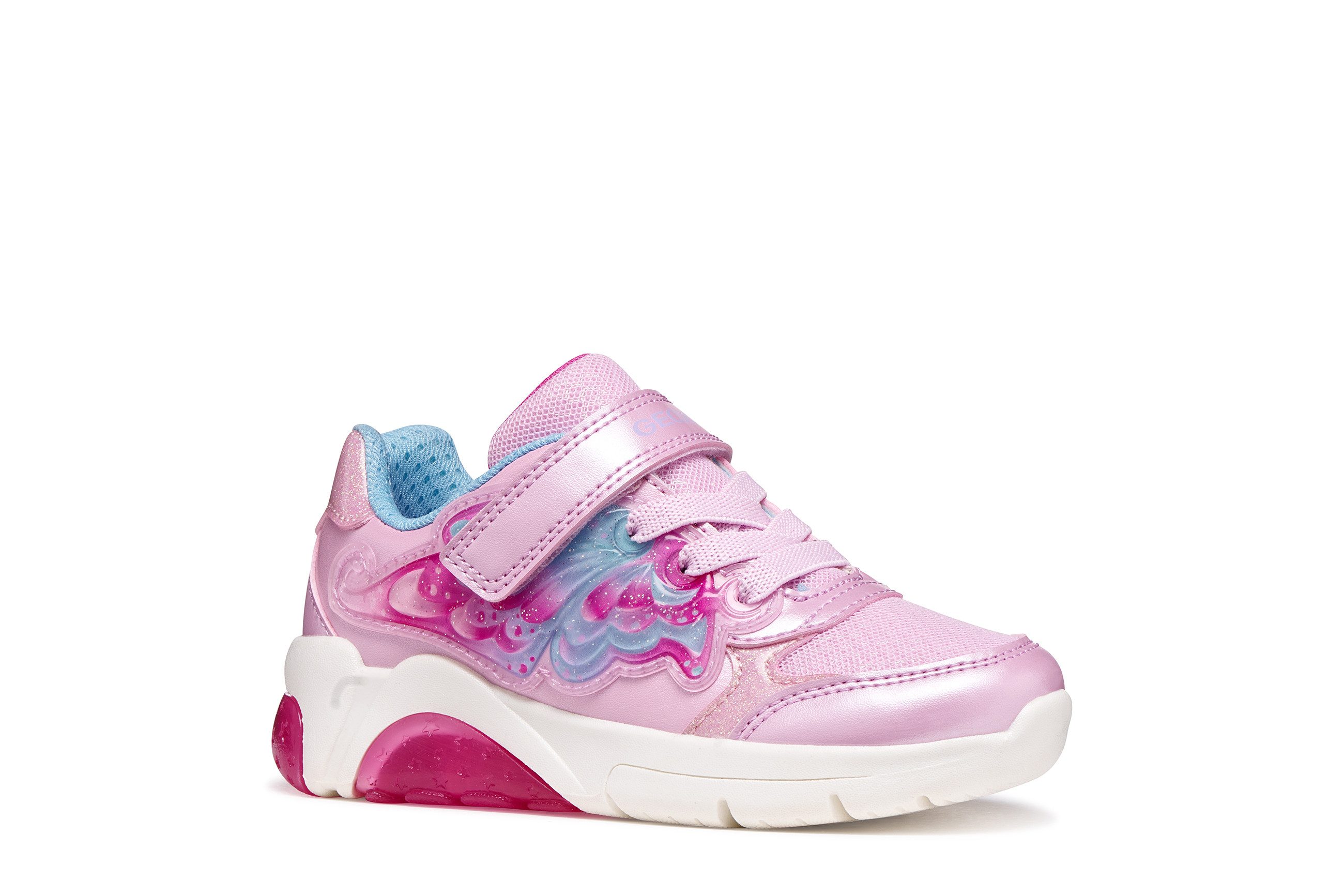 Geox J FADINLIGHT GIRL Sneaker Klettschuh mit toller Blinkfunktion, Größenschablone zum Download