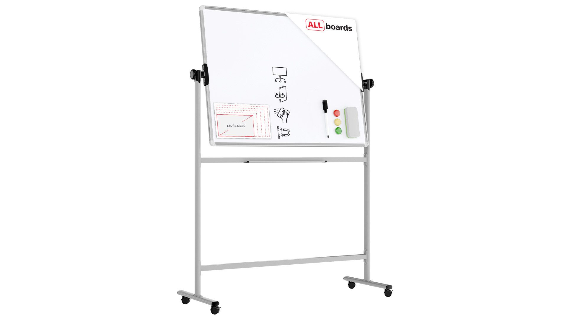 Magnettafel Mobiles Board, Serie: TM Idea/Flex – mit doppelseitiger Whiteboard