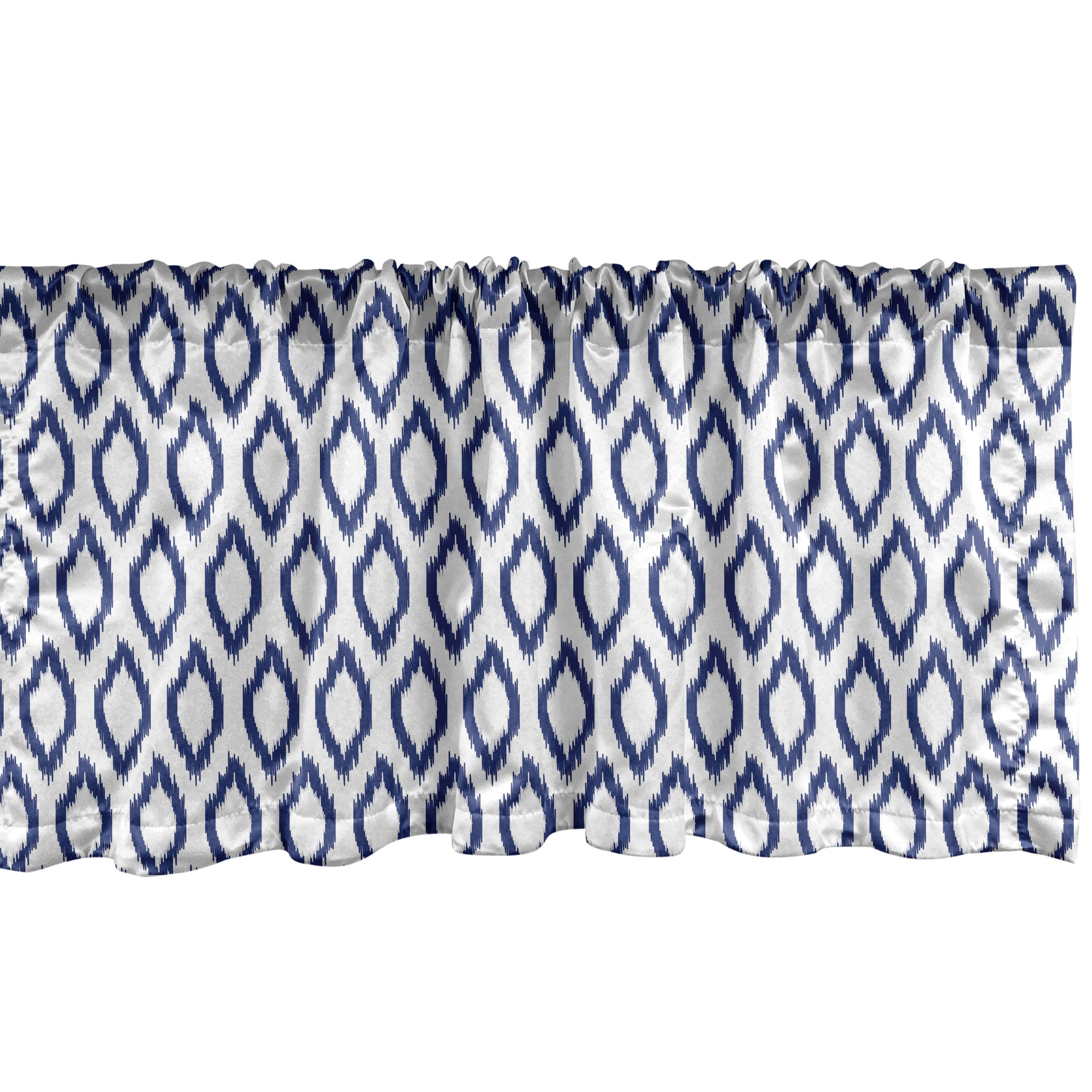 Scheibengardine Vorhang Volant für Küche Schlafzimmer Dekor mit Stangentasche, Abakuhaus, Microfaser, Ikat Eastern Blaue Verzierung