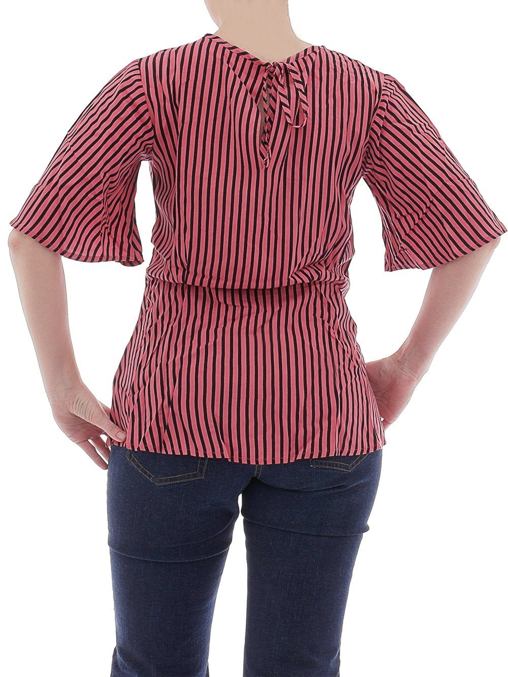 YESET Blusentop Bluse Shirt 1/2 Arm Knoten Streifen rot 966155