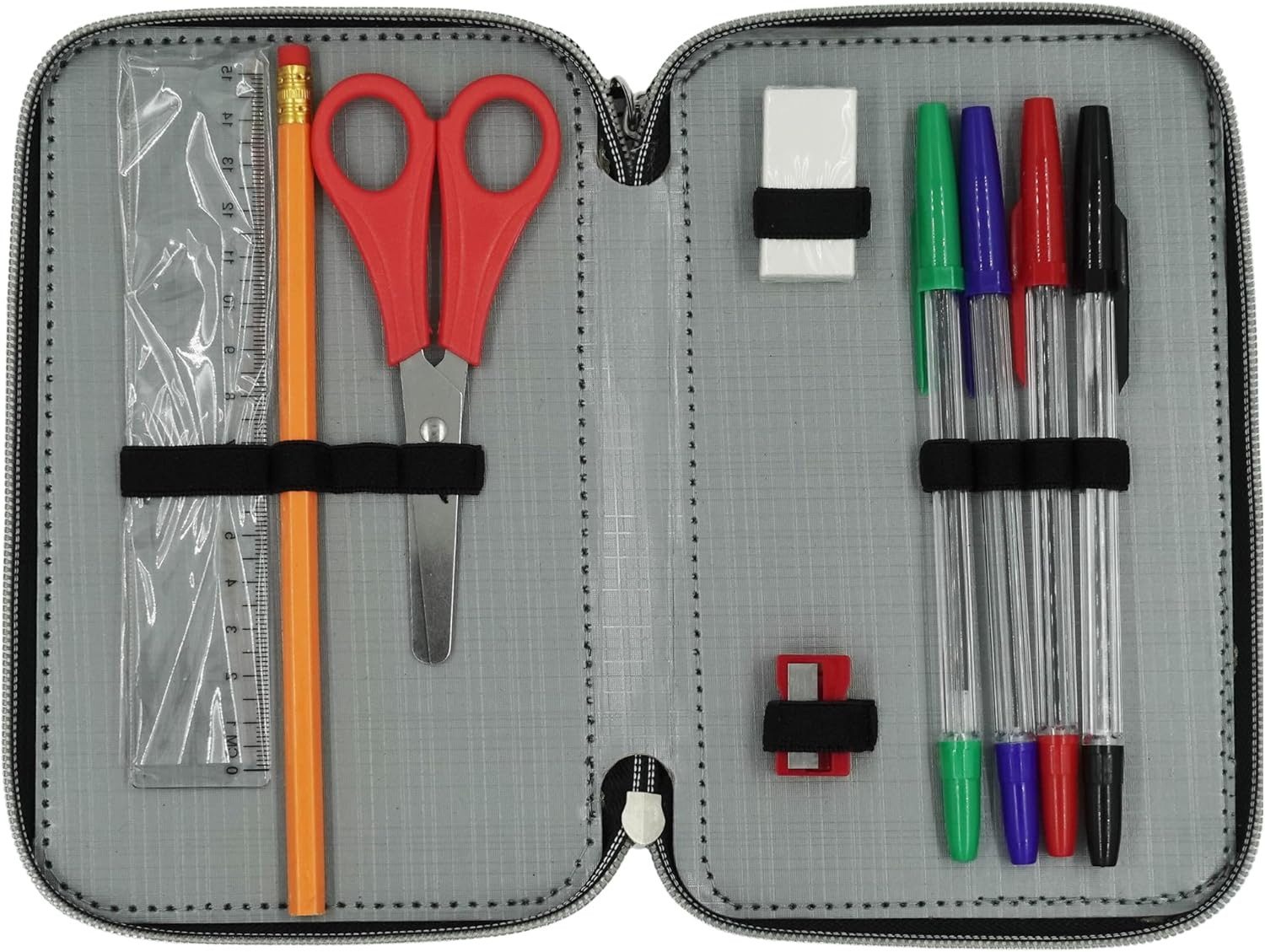 GOLDKIDS Federmäppchen Federmappe Federtasche XXL Schüleretui, (Federtasche Federpenal Schulmäppchen, 1-tlg., ToneUpTone rot schwarz 3 Fächer 45), teilig gefüllt inkl Hausaufgabenheft