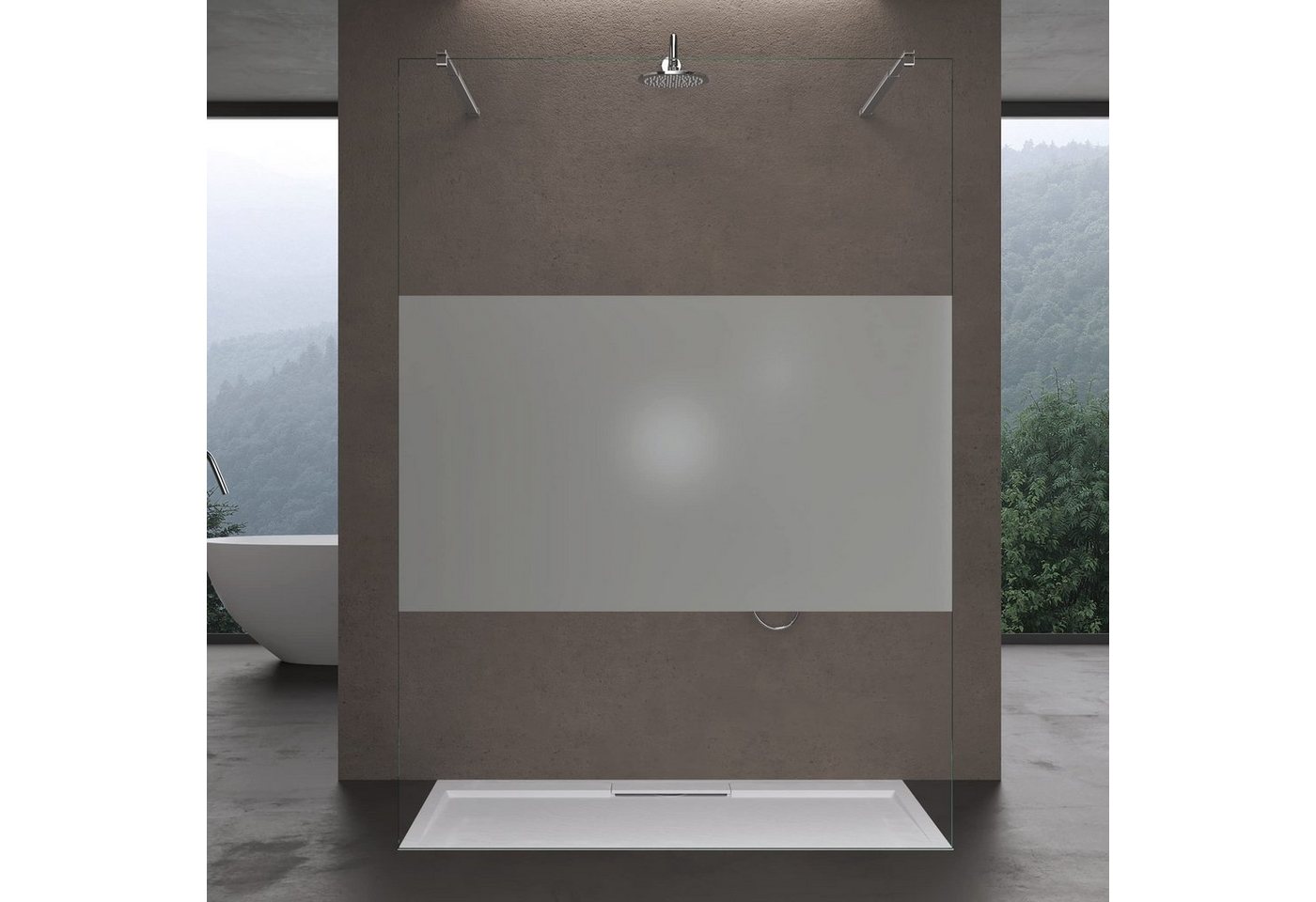 Thumbnail - doporro Walk-in-Dusche Duschwand Duschtrennwand Walk-In Dusche mit Doppel-Stabilisator, Einscheibensicherheitsglas