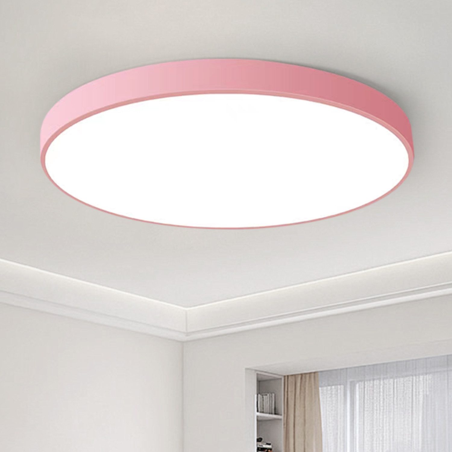 JDONG LED Deckenleuchte 36W Rund Flach Rosa/Grau/Blau Deckenlampe Durchmess günstig online kaufen