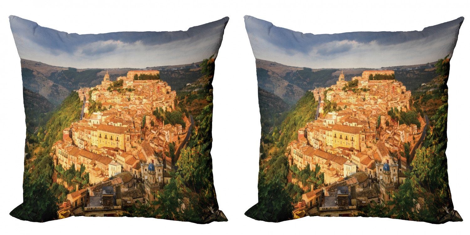Accent Modern Abakuhaus Stück), Sizilien Ragusa Doppelseitiger Kissenbezüge Digitaldruck, (2 Dorf