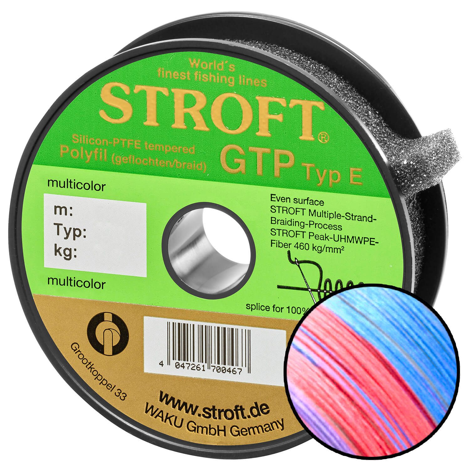 Stroft Angelschnur Stroft Schnur GTP Typ E geflochten multicolor 250m, 250 m Длина, 0.35 mm Fadendurchmesser, (1-St), 24kg Tragkraft