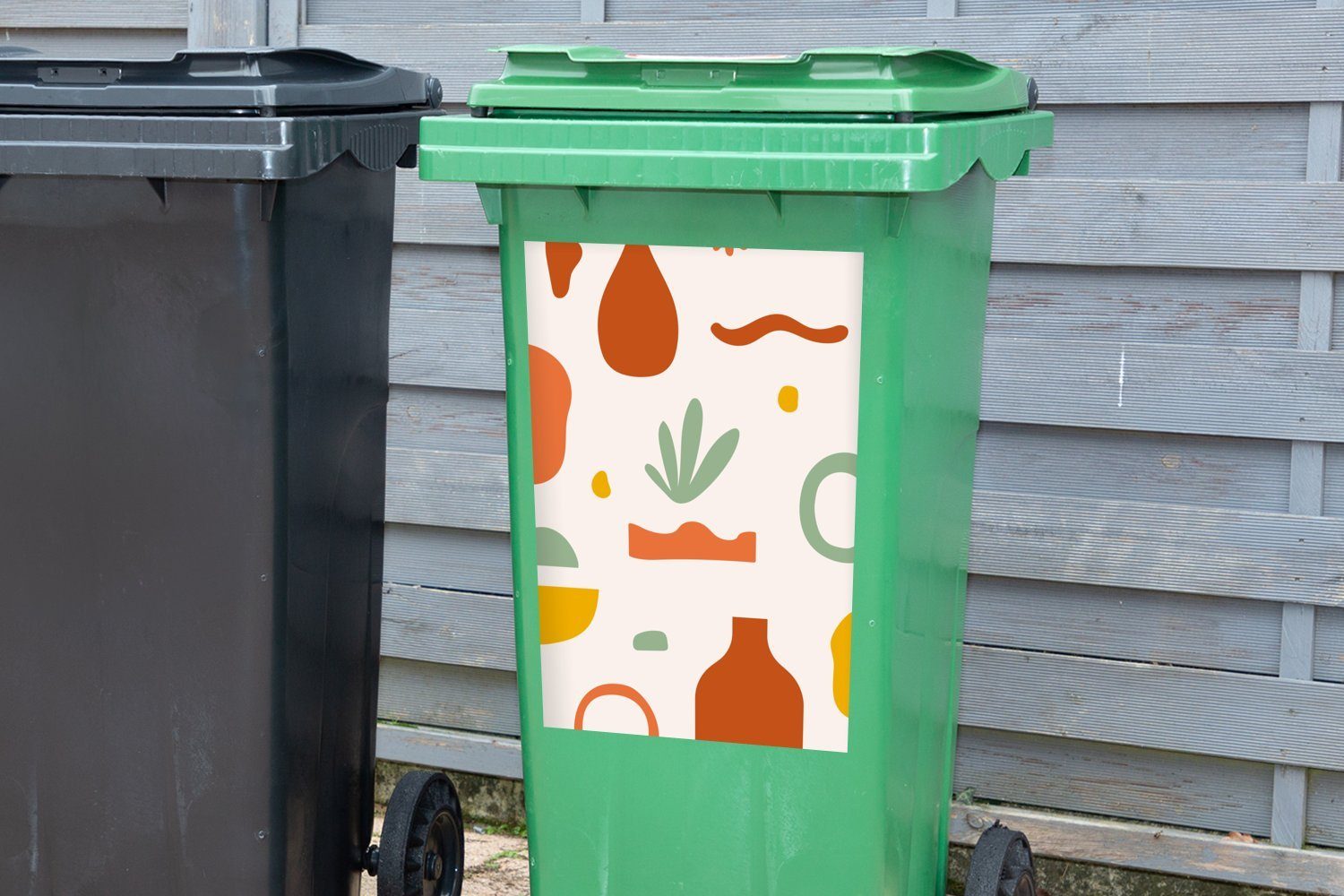 - Wandsticker Abfalbehälter St), Pflanzen - Container, Vase MuchoWow Sommer (1 Sticker, Mülltonne, Mülleimer-aufkleber,