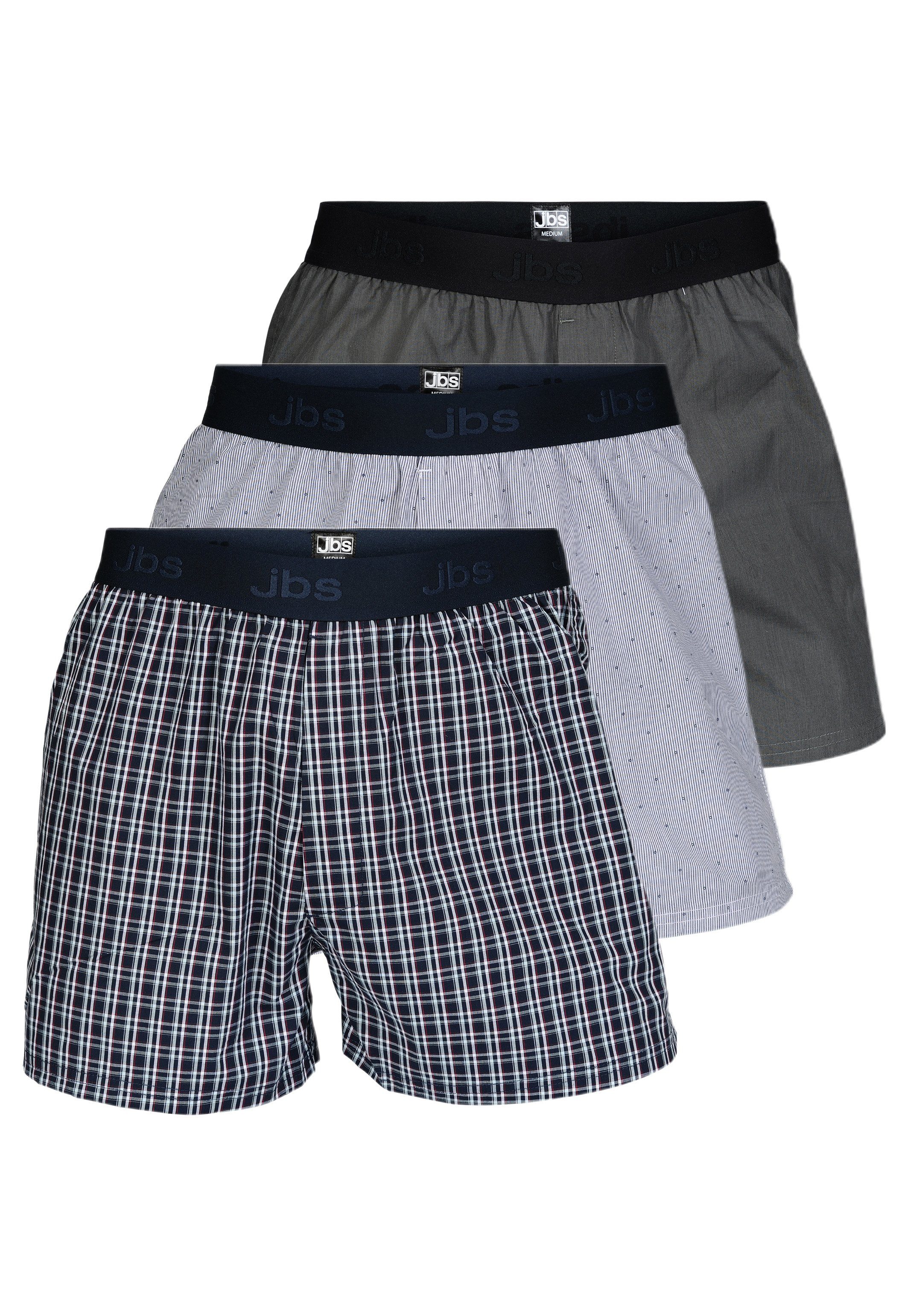 Grau Baumwolle 3er jbs (Spar-Set, 3-St) Ohne Atmungsaktiv Boxershorts Pack - Organic - Cotton Boxershorts Blau Eingriff - /