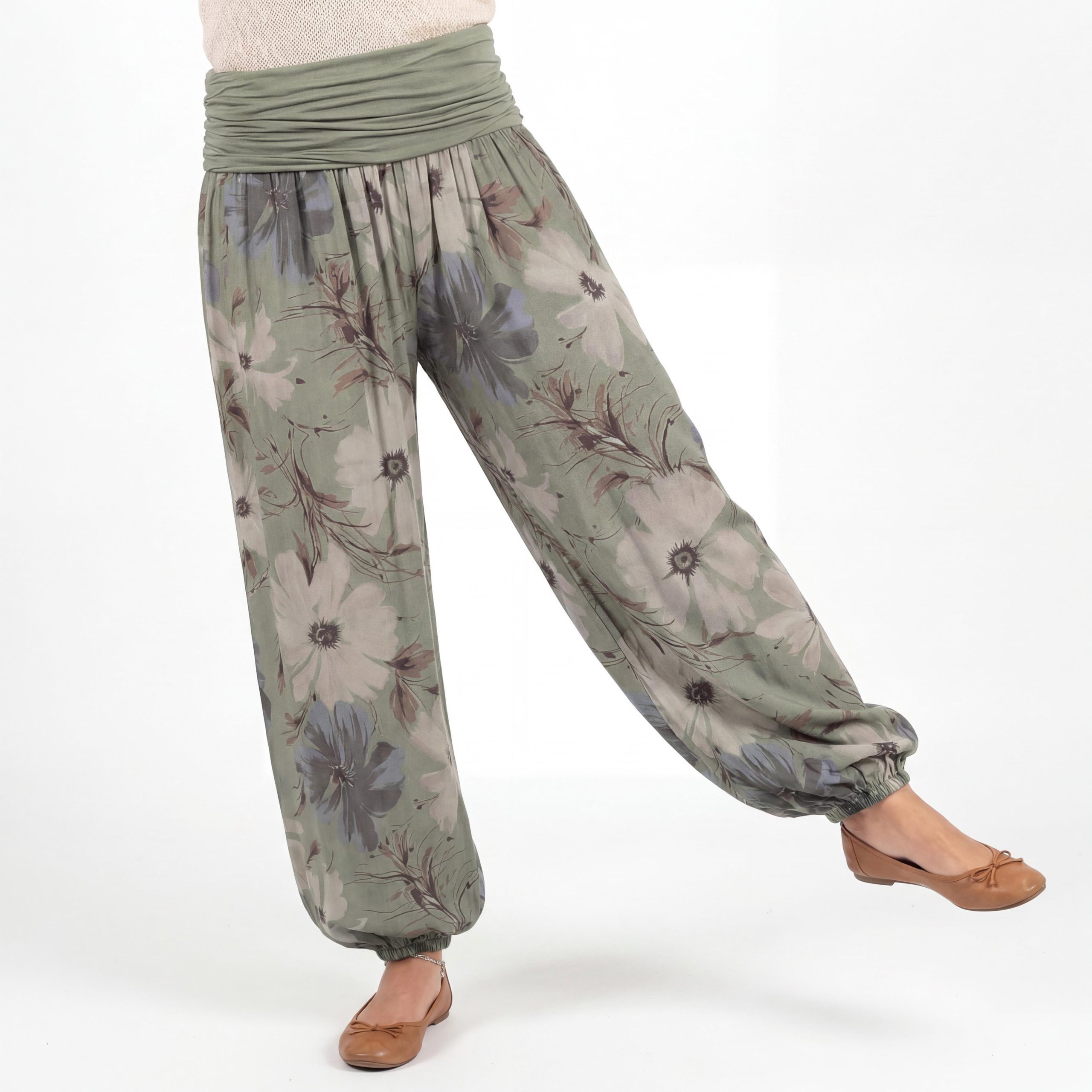 OriginalYou Haremshose Sommerhose luftig und leichte Pumphose für Damen mit elastischem Bund, sommerliches Design, Middle Waist