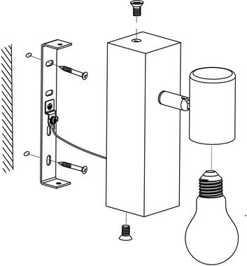 EGLO Wandleuchte TOWNSHEND 3, Leuchtmittel wechselbar, ohne Leuchtmittel