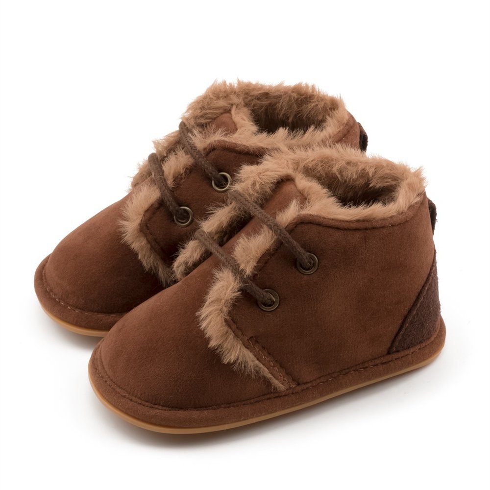 Babyschuhe, gepolstert,rutschfeste Braun Babystiefel Rouemi warm Babystiefel Kleinkinderschuhe