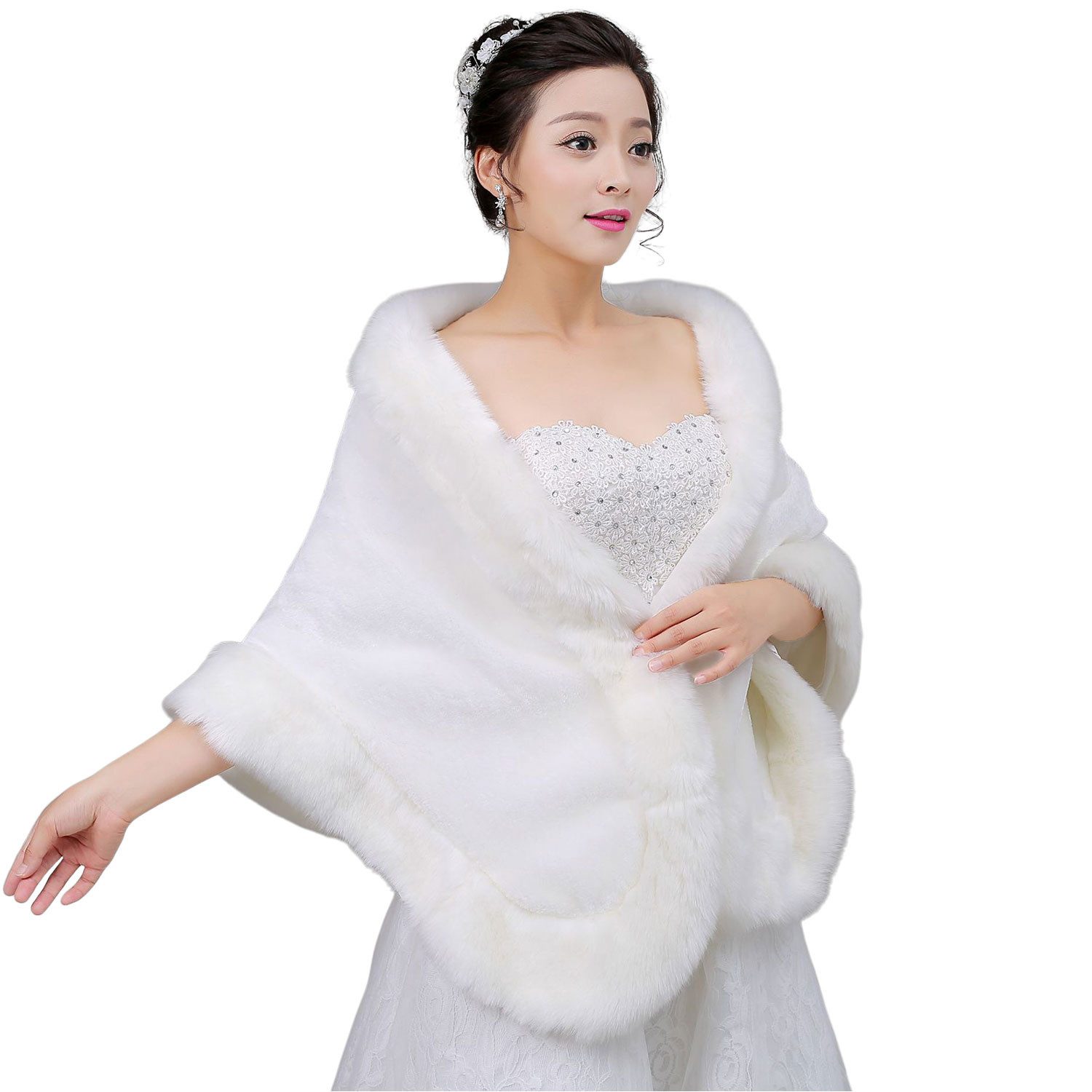 Refttenw Modeschal Damen Plüsch Schal, Braut Hochzeit Party Kleid Warm Schu günstig online kaufen