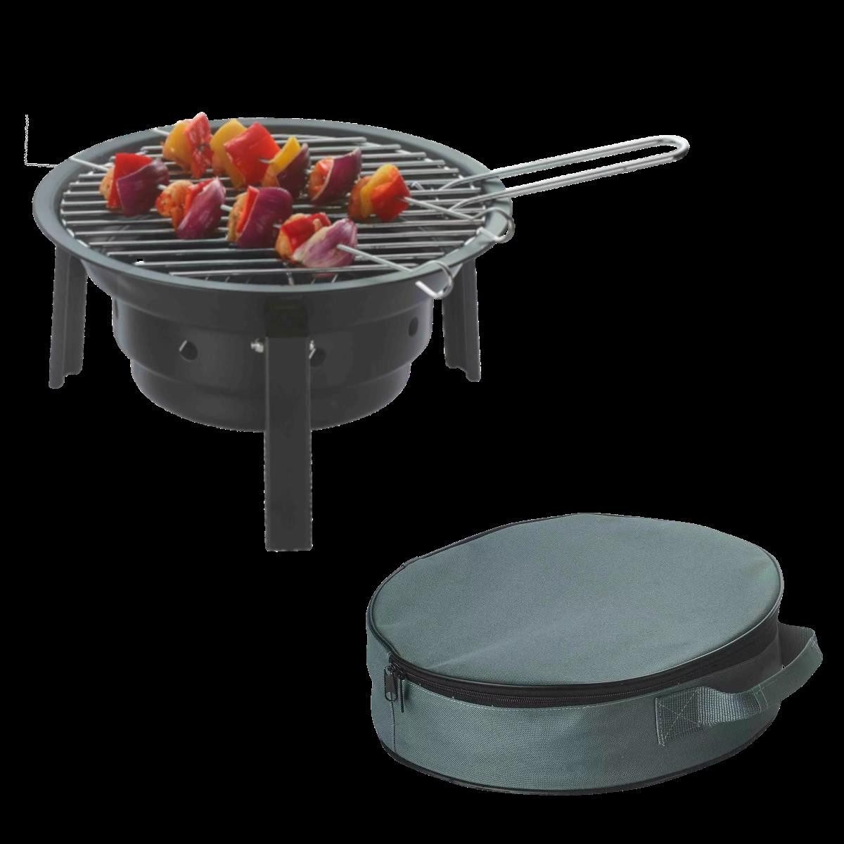 HOOZ Holzkohlegrill für Camping und Outdoor portabler klappbarer Grill mit Tasche, Set, Ø 32 x 19 x 32 cm, auch mit Feuerholz zu verwenden