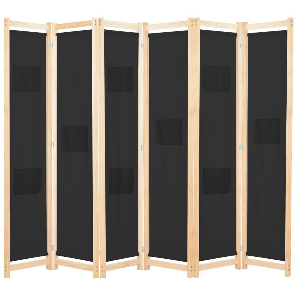 furnicato Raumteiler 6-teiliger Schwarz 240 x 170 x 4 cm Stoff