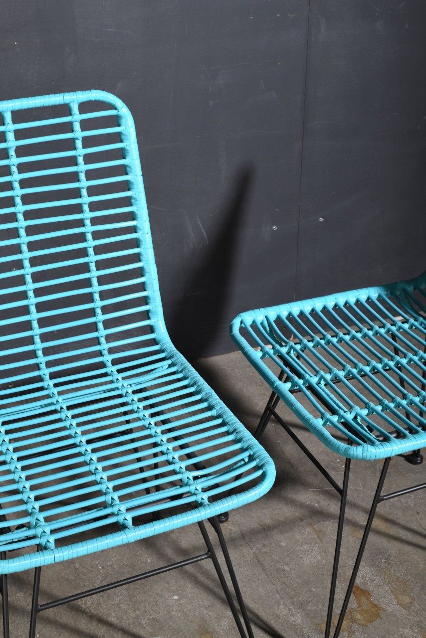 Vintagehaus Gartenstuhl PE-Rattanstuhl Esszimmerstuhl Hacienda In/Outdoor Türkis 2er Set