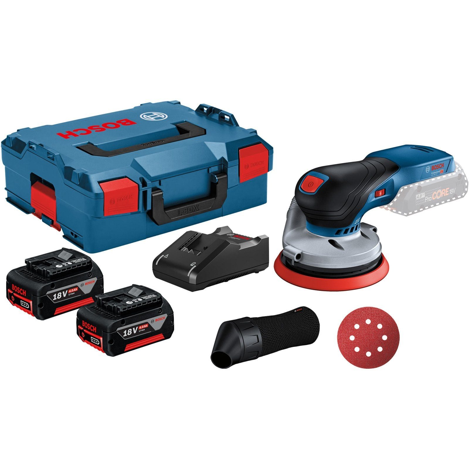 BOSCH Akku-Exzenterschleifer Bosch Akku-Exzenterschleifer GEX 18V-125 / 2x 4,0 Ah Akku + Ladegerät
