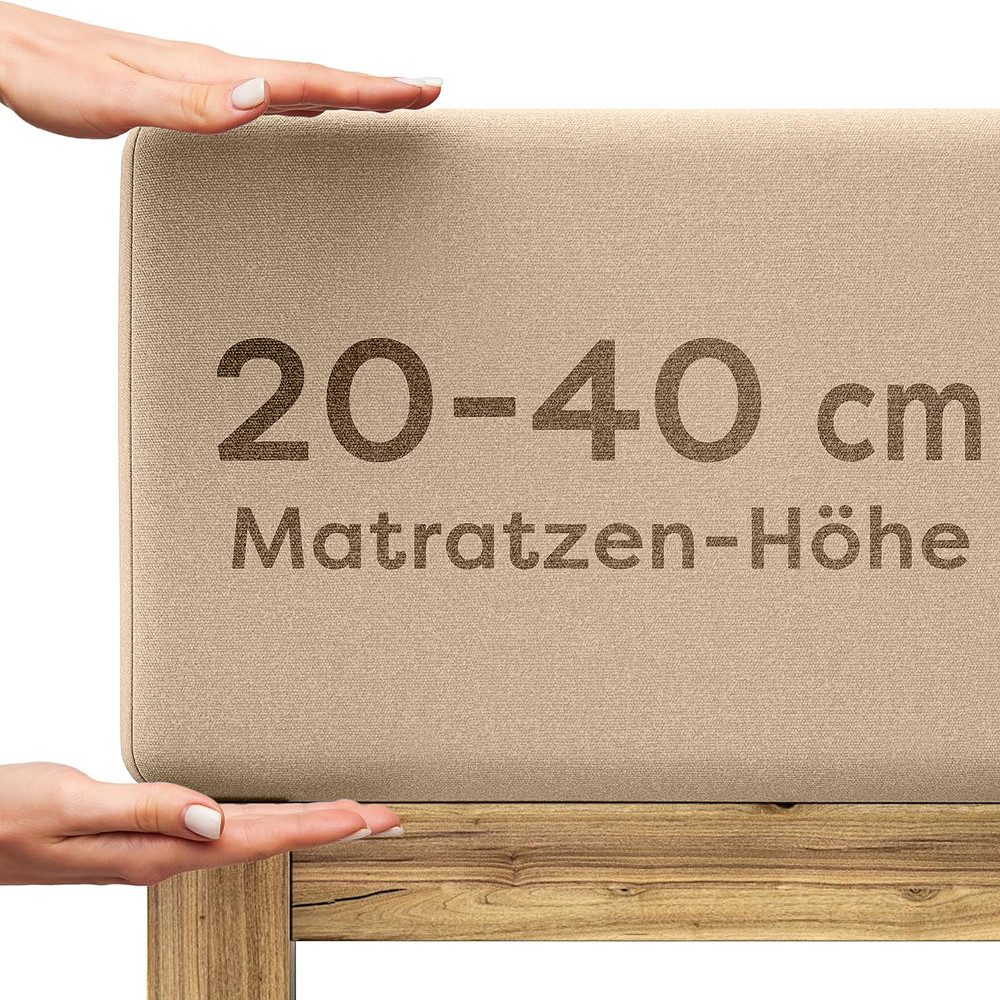 Wolkenfeld Spannbettlaken Boxspringbett Bettlaken - Spannbetttuch für Matratzen bis 40cm, Jersey, Gummizug: rundum, (1 Stück), Elastisch & Rutschfest: 90x200, 140x200, 160x200, 180x200 & Übergrößen