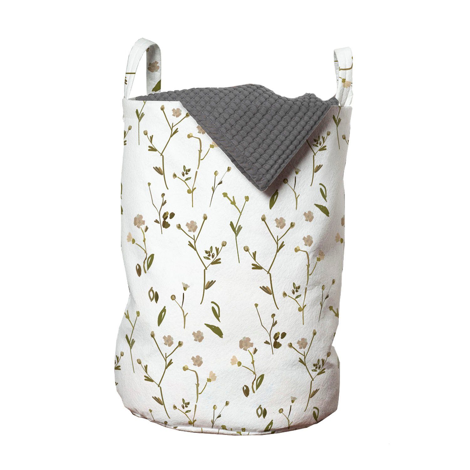 Abakuhaus Wäschesäckchen Wäschekorb mit Griffen Kordelzugverschluss für Waschsalons, Blumen Wiesenblumen Grafik-Design