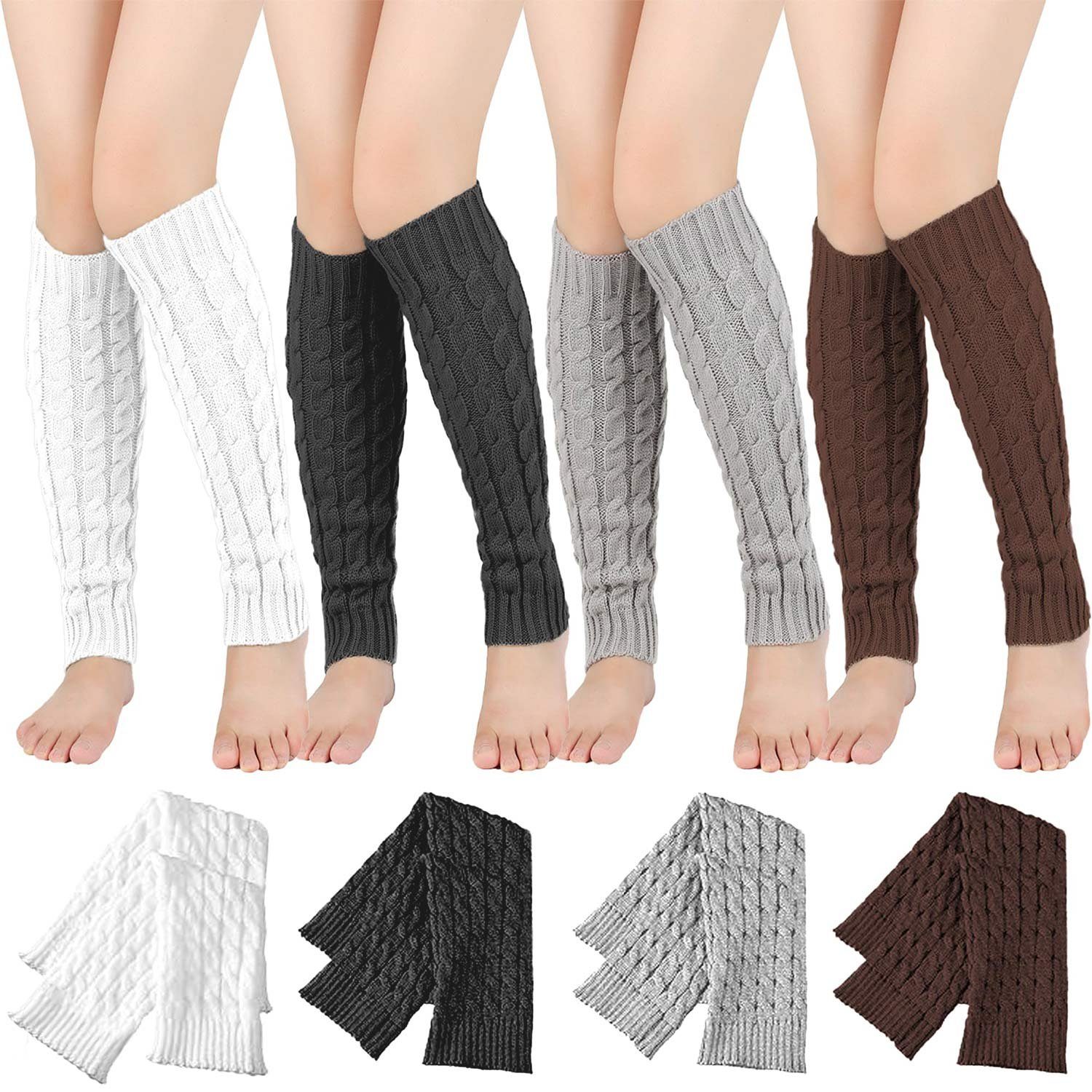 MAGICSHE Beinstulpen 4-Paar gestrickte warme Beinbezüge,Socken (4-St) Beinprotektoren für Frauen