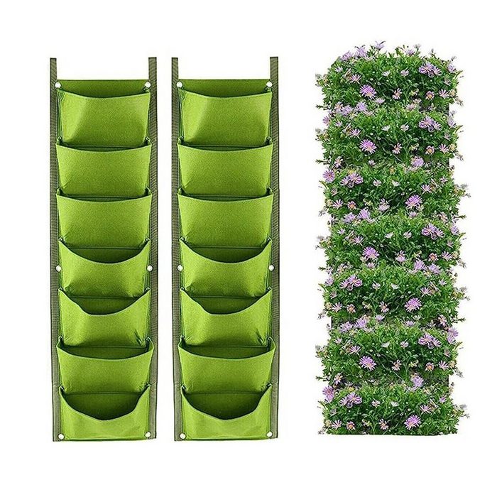 Dedom Blumenständer Hänge-Pflanzsack Wand-Pflanzsäcke Blumenbehälter 2pc schwarz/grün