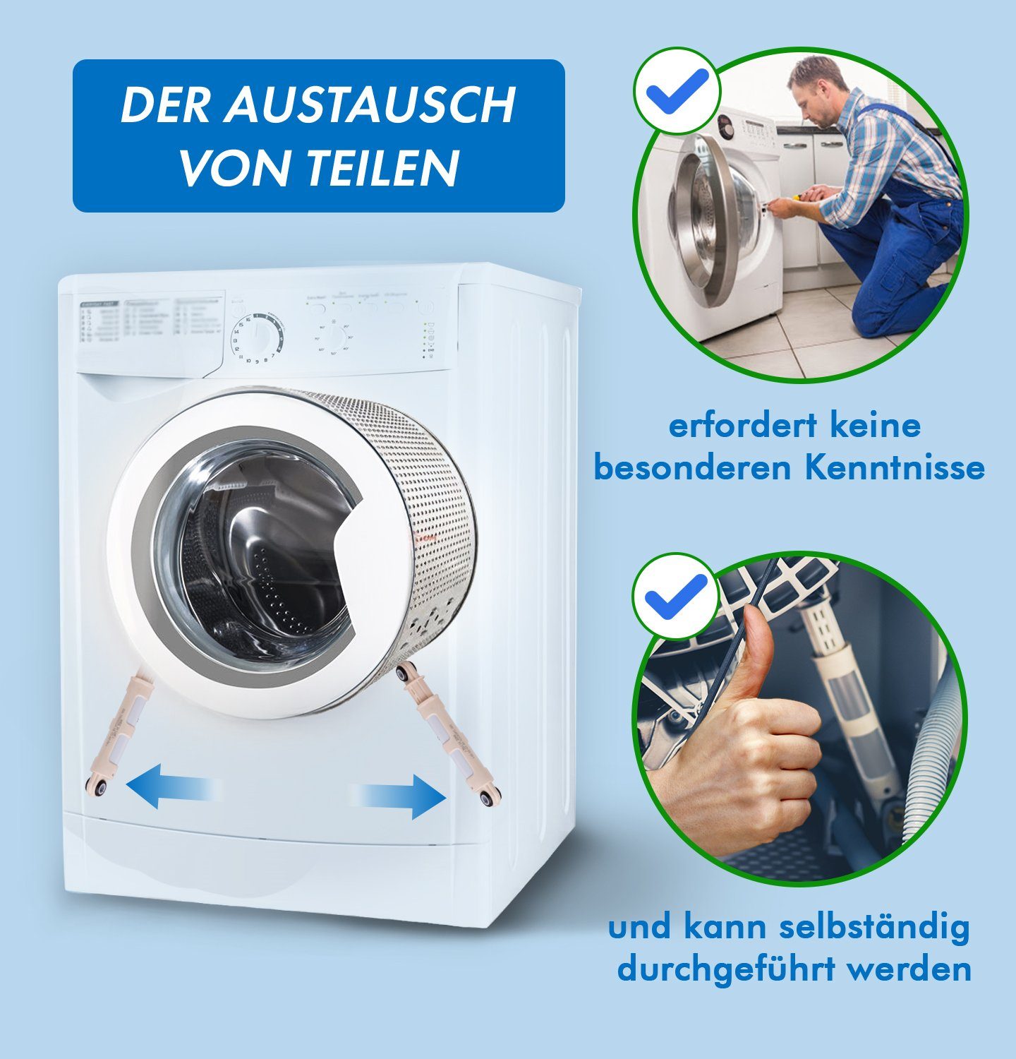 VIOKS Vibrationsdämpfer für Waschmaschine AEG (1-St), Ersatz Stoßdämpfer Electrolux 80N 132255301/5, für