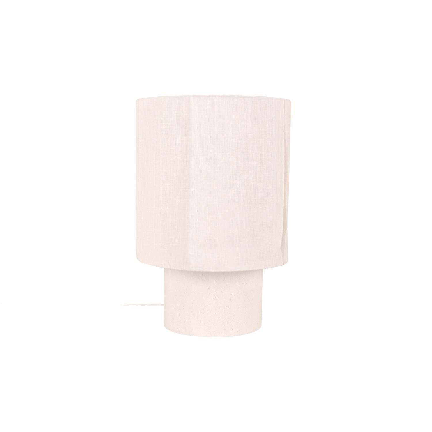 Licht-Erlebnisse Nachttischlampe MAREL, ohne Leuchtmittel, Stoff Beton rund D: 35 cm 50 cm Weiß E27 Landhausstil
