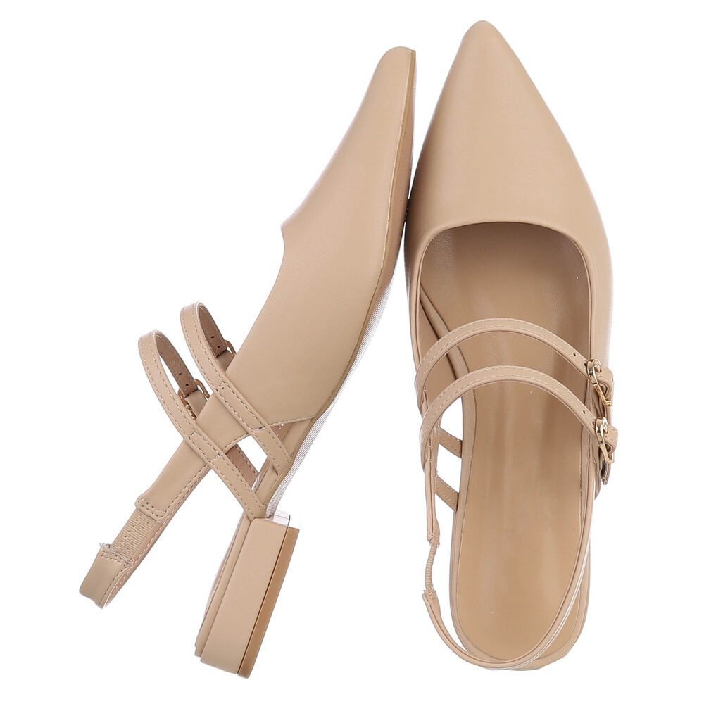 Ital-Design Damen Slingback-Pumps mit Blockabsatz elegant Schnürpumps (91742427) Blockabsatz Schnür- & Riemchenpumps in Hellbraun