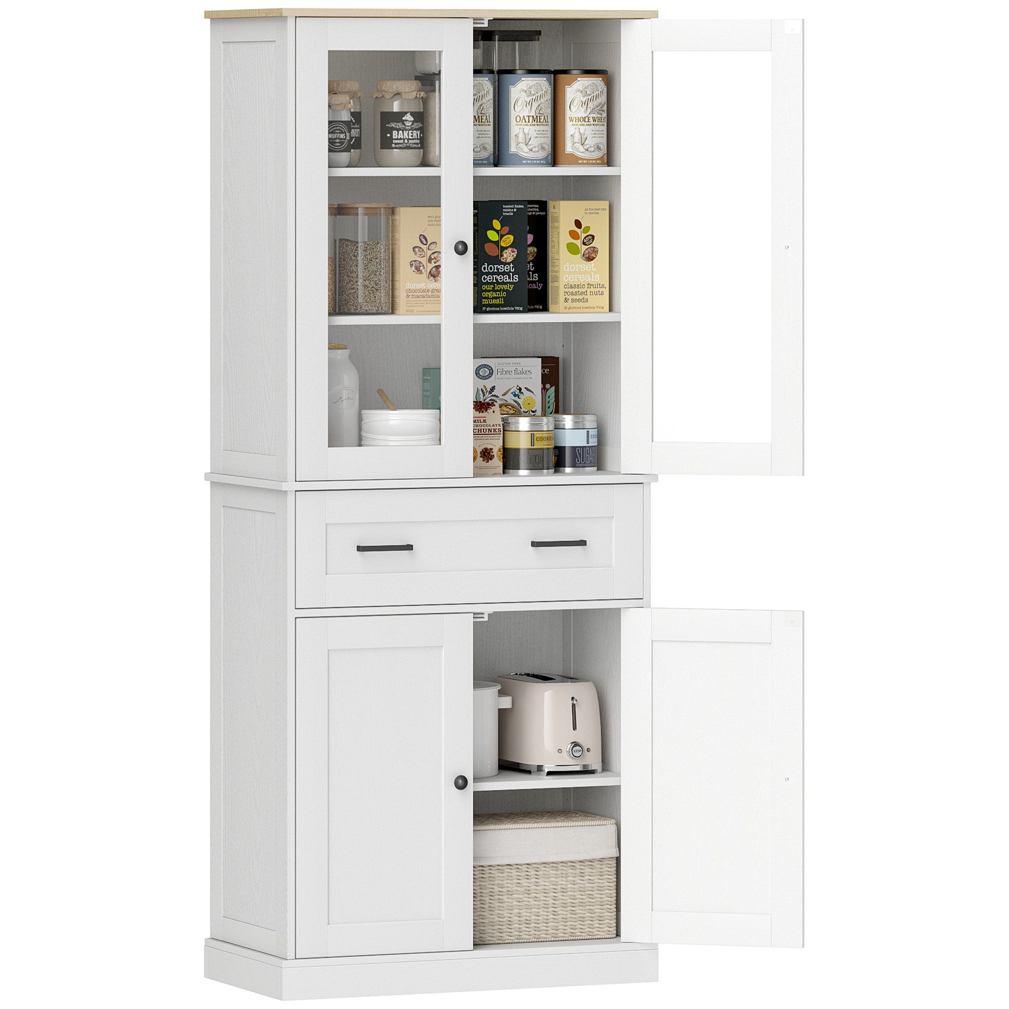 HOMCOM Hochschrank mit verstellbaren Regalboden (Vitrinenschrank, 1-St., Ho günstig online kaufen