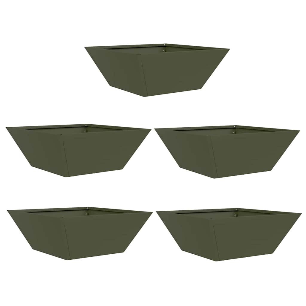 vidaXL Blumentopf Garten-Pflanzgefäß 5 stk. Olivgrün 40 x 40 x 15 cm (5 St)