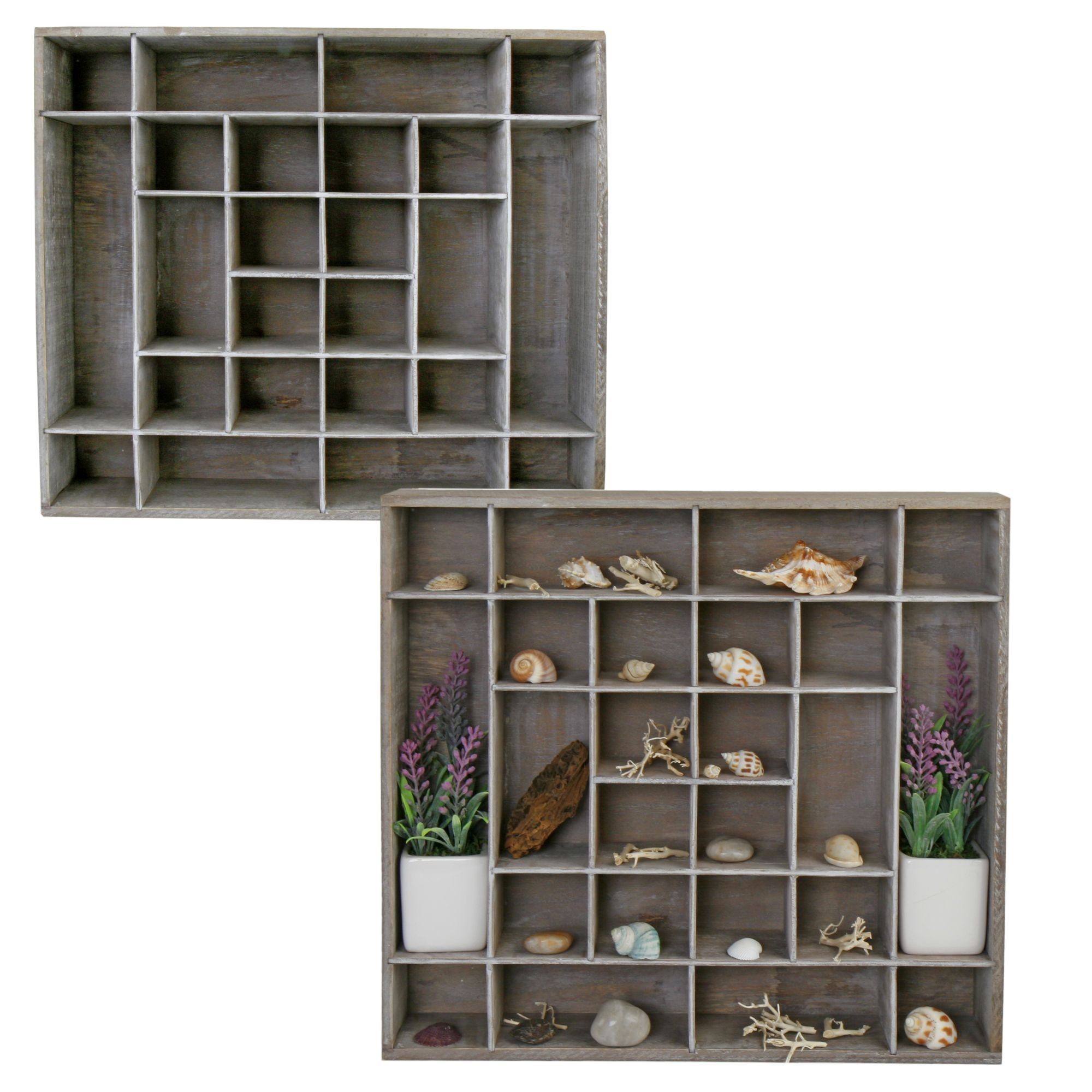 dynamic24 Setzkasten, Setzkasten 24 Fächer Shabby Holz Wandregal Regal