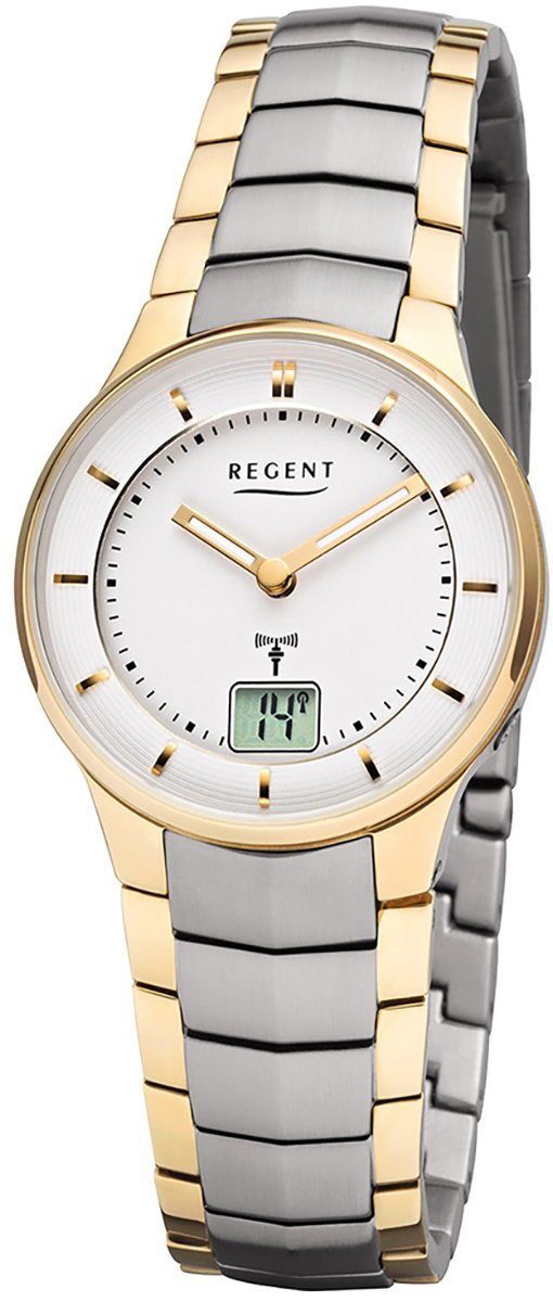 Regent Funkuhr Regent Damen Uhr FR-261 Metall Funk, Damen Funkuhr rund, klein (ca. 30mm), Metallarmband