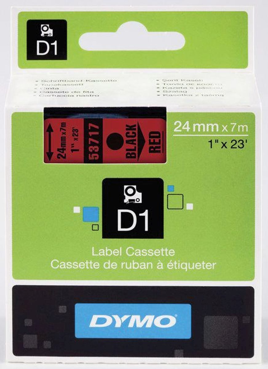 DYMO Beschriftungsband Schriftbandkassette D1 Kunststoff laminiert 7mx24mm schwarz/rot