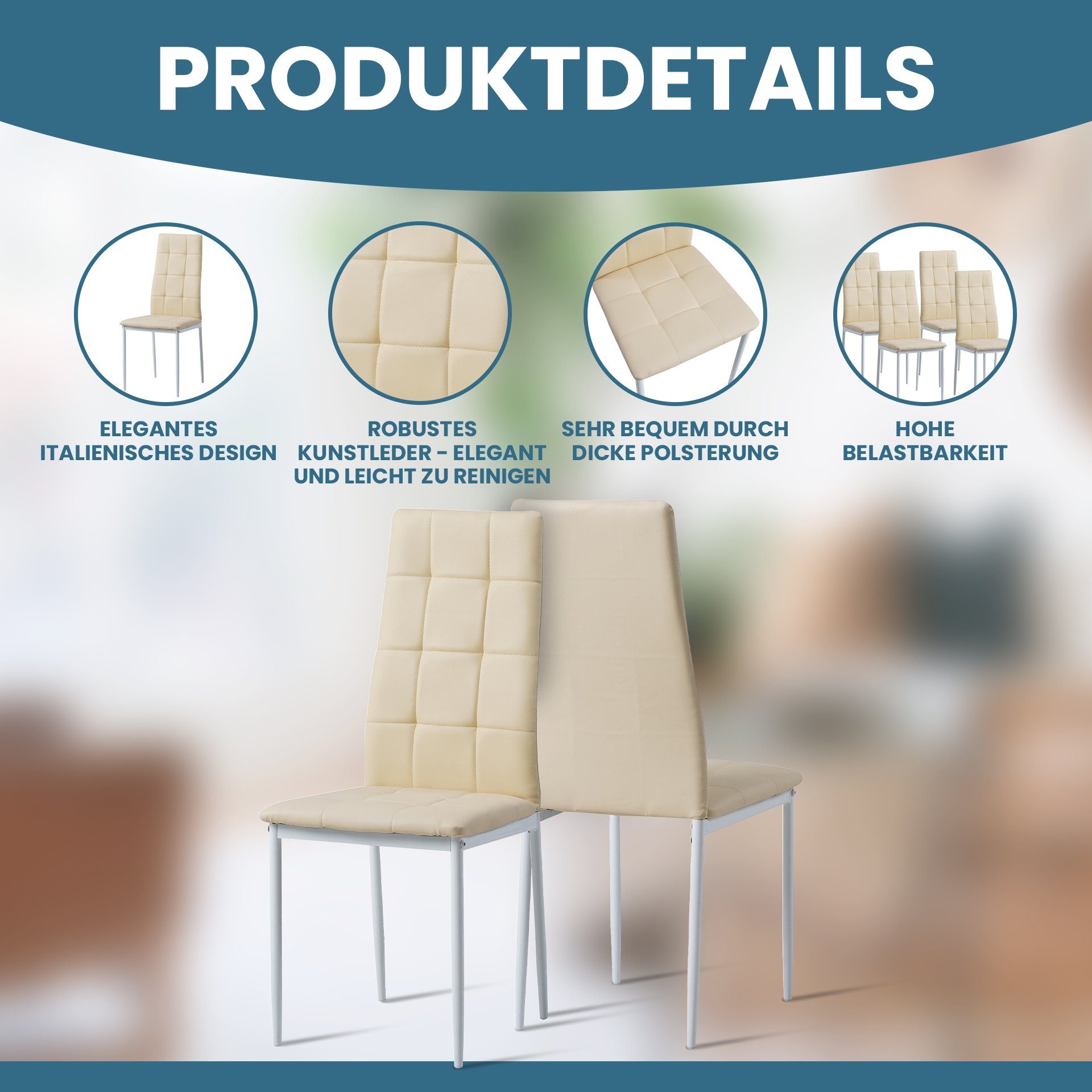 Albatros International Esszimmerstuhl Esszimmerstühle RIMINI 6er SET BeigeE günstig online kaufen