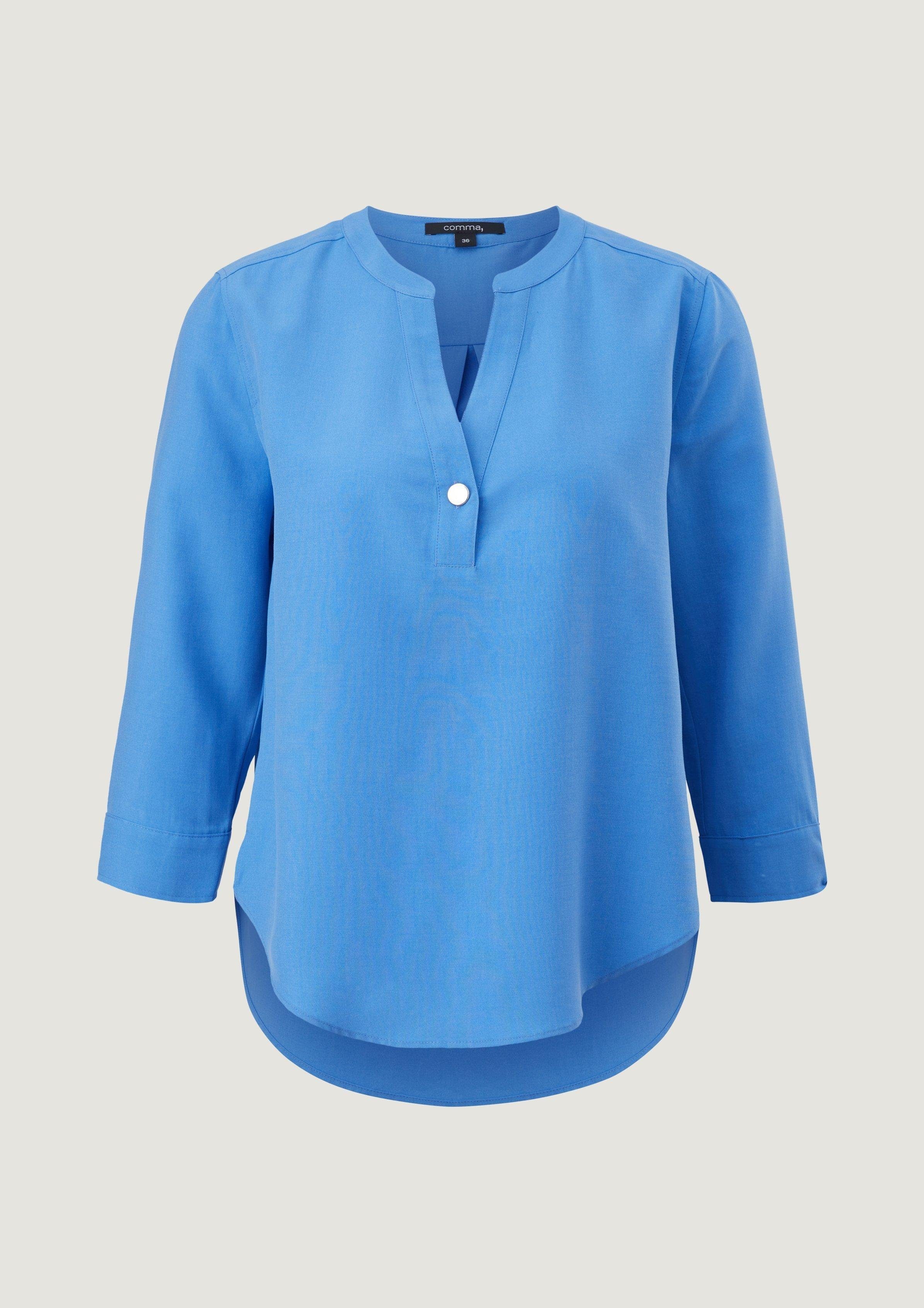 Comma aquarell Tunikaausschnitt blue 3/4-Arm-Shirt Bluse mit