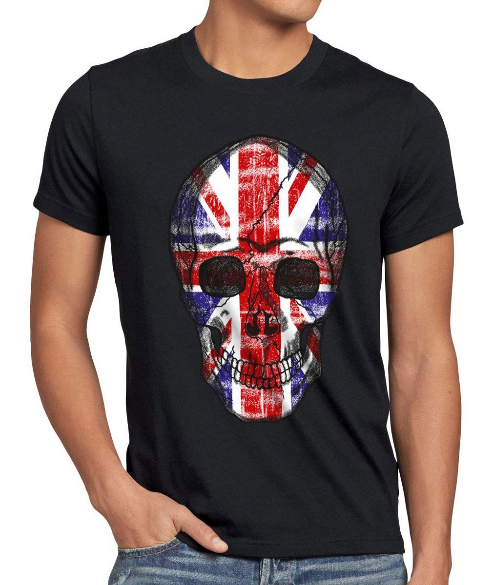 Union style3 schwarz Britain England Great Jack Print-Shirt T-Shirt Totenkopf United Herren Kingdom Skull