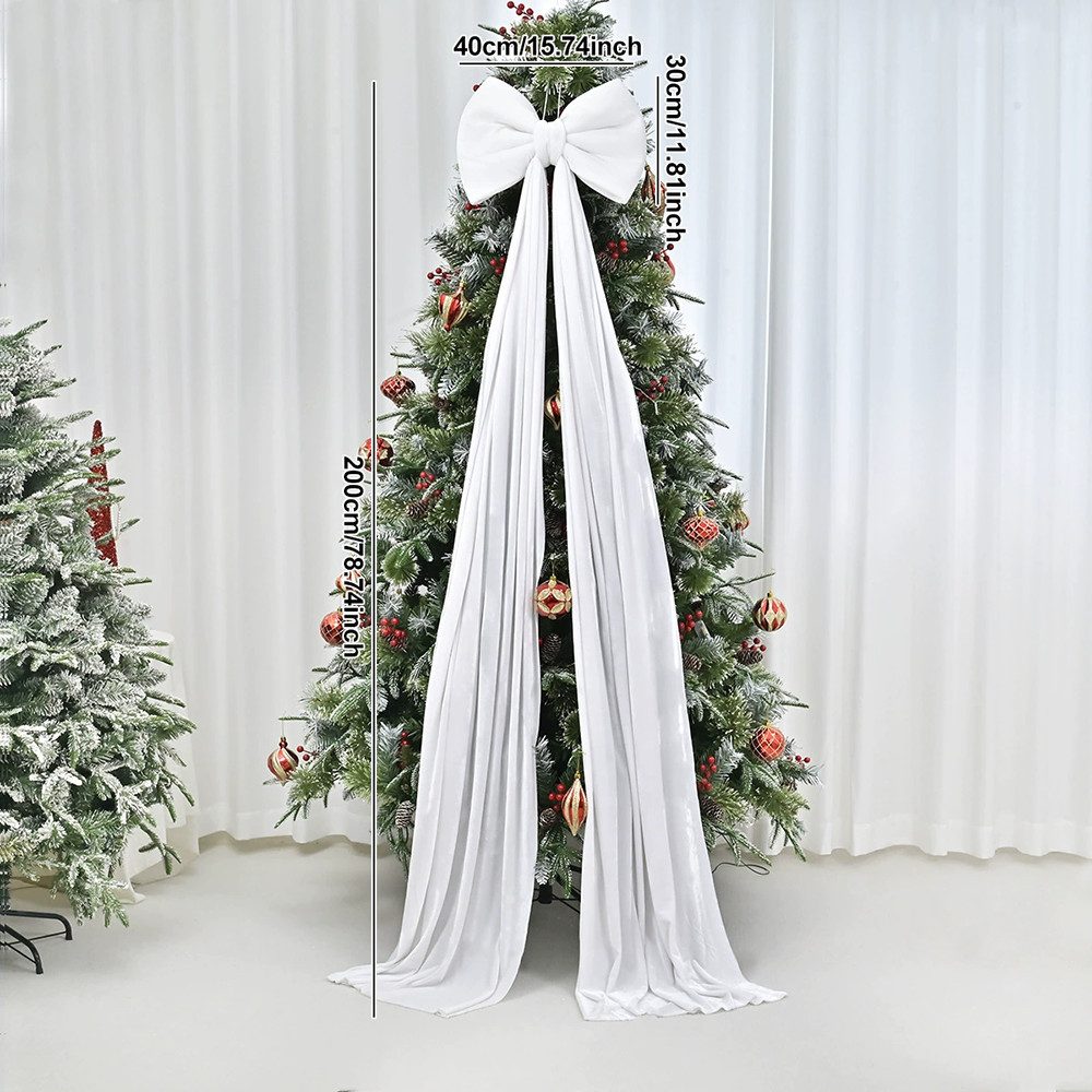 CLTYQ Christbaumschmuck rote schleifen weihnachten,Große Weihnachtsbaum-Schleifen, 200cm, Samtstoff,Weihnachtsdekoration für Weihnachtsbaum, Fenster, Haustür – Bild 2 von 5