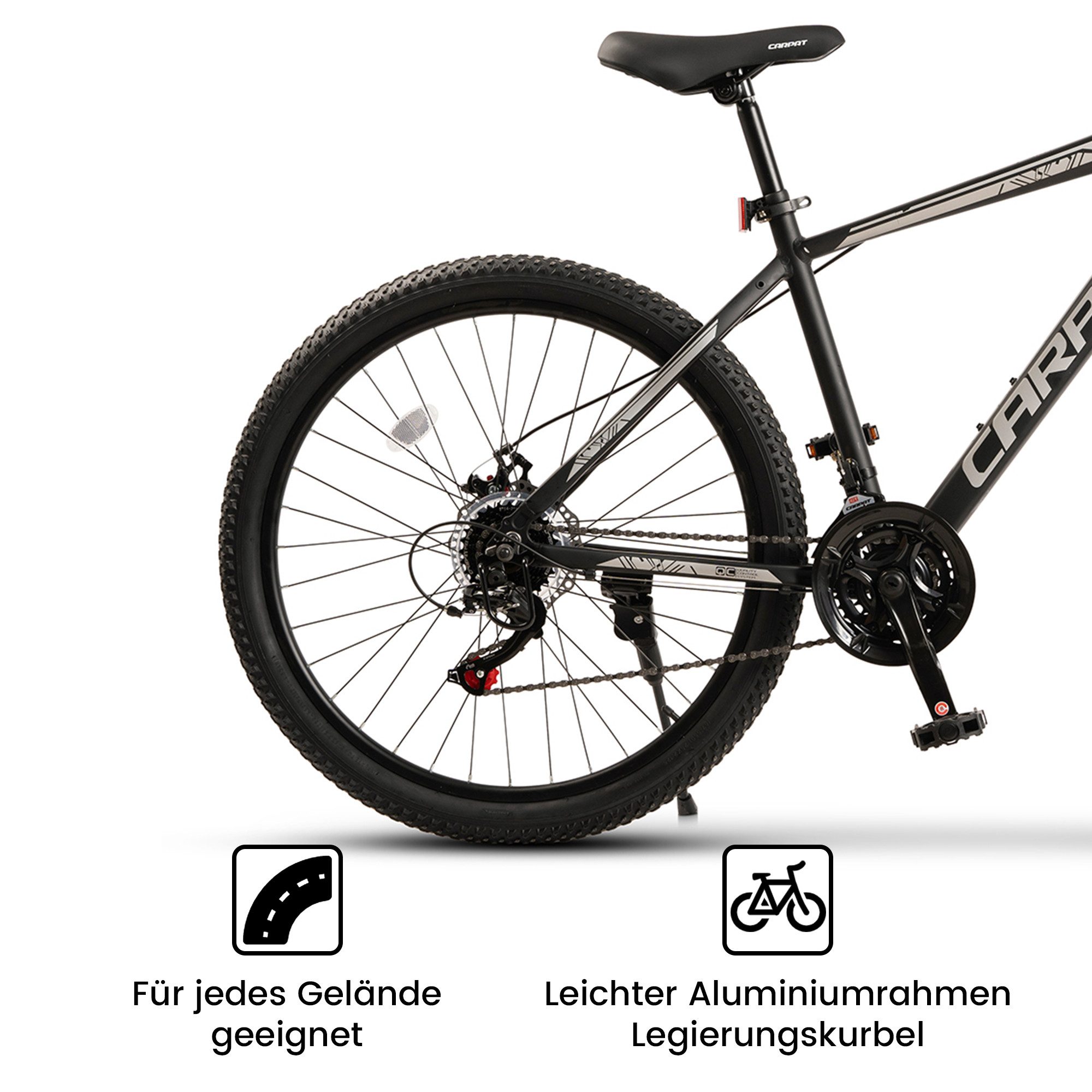 CARPAT SPORT Mountainbike 24 26 29 Zoll Fahrrad für Herren Damen, Mädchen und Jungen, 21 Gang Shimano TZ Schaltwerk, Kettenschaltung, Aluminium Rahmen, Jugendfahrrad MTB Hardtail Kinder Fahrrad
