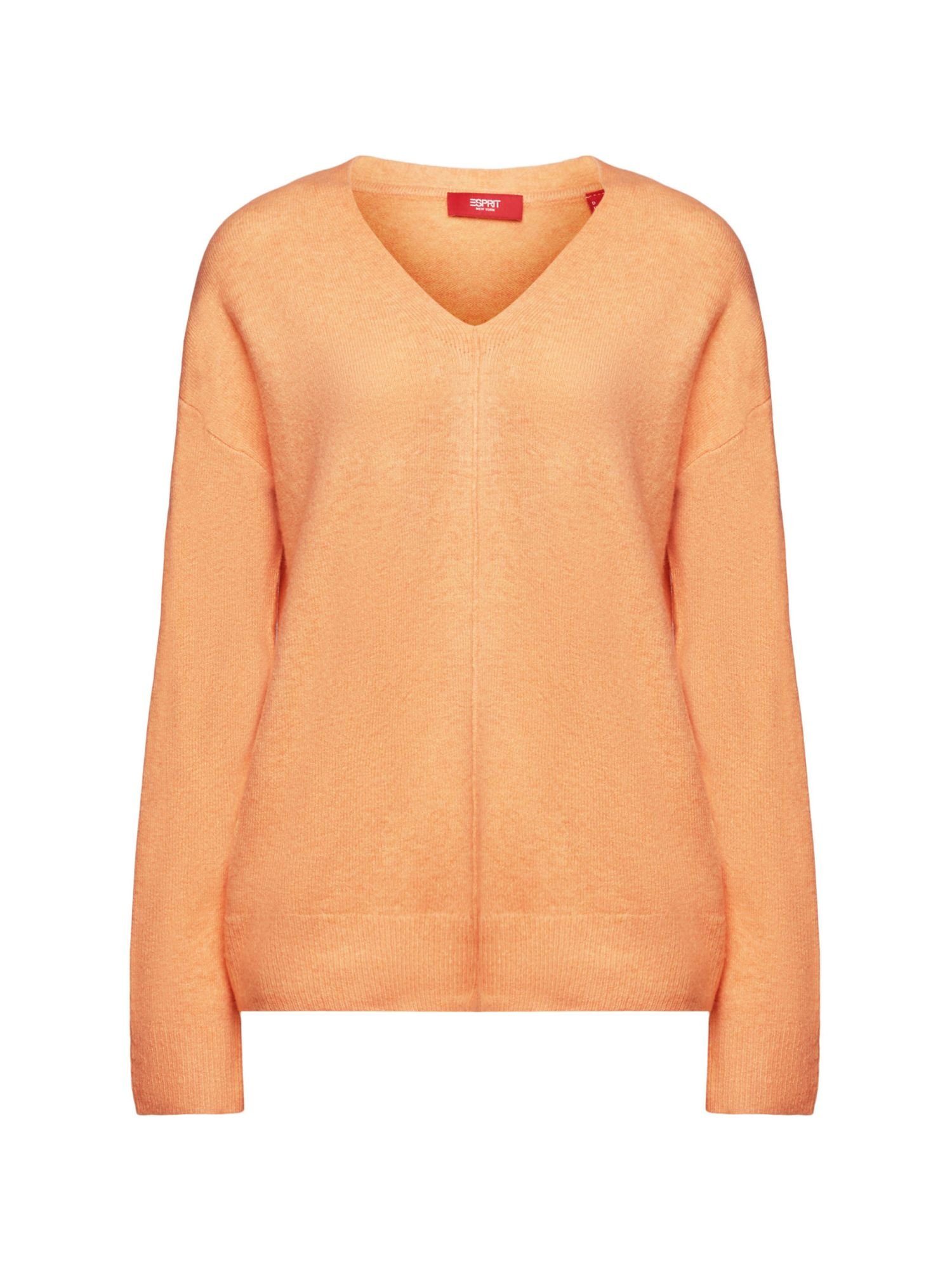 Esprit V-Ausschnitt-Pullover Wollmix-Pullover mit V-Ausschnitt PEACH