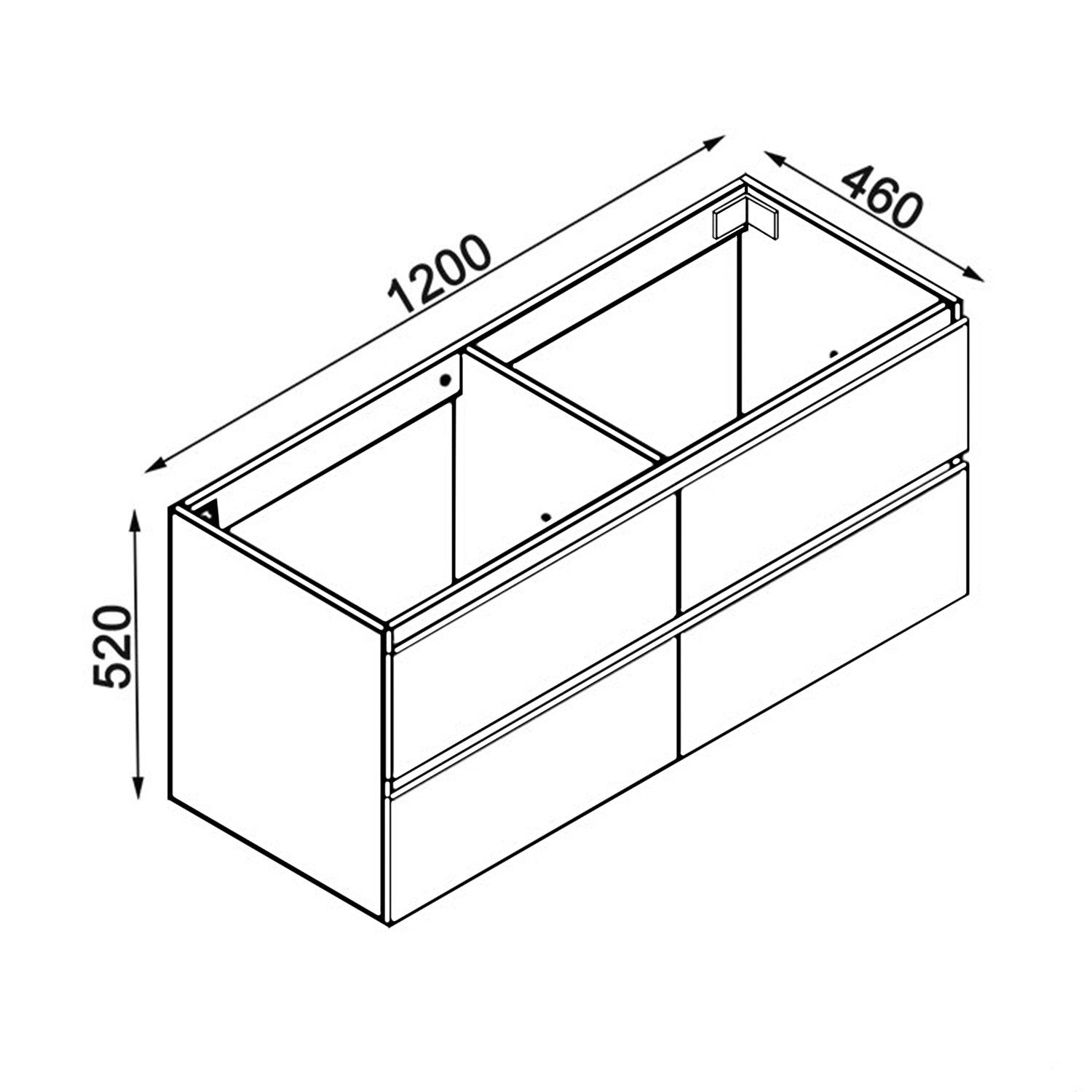 duschspa Waschtisch Unterschrank Waschbeckenunterschrank Waschtischunterschrank Badschrank, 50-120cm Hängeschrank, Matt / Hochglanz – Bild 5 von 5