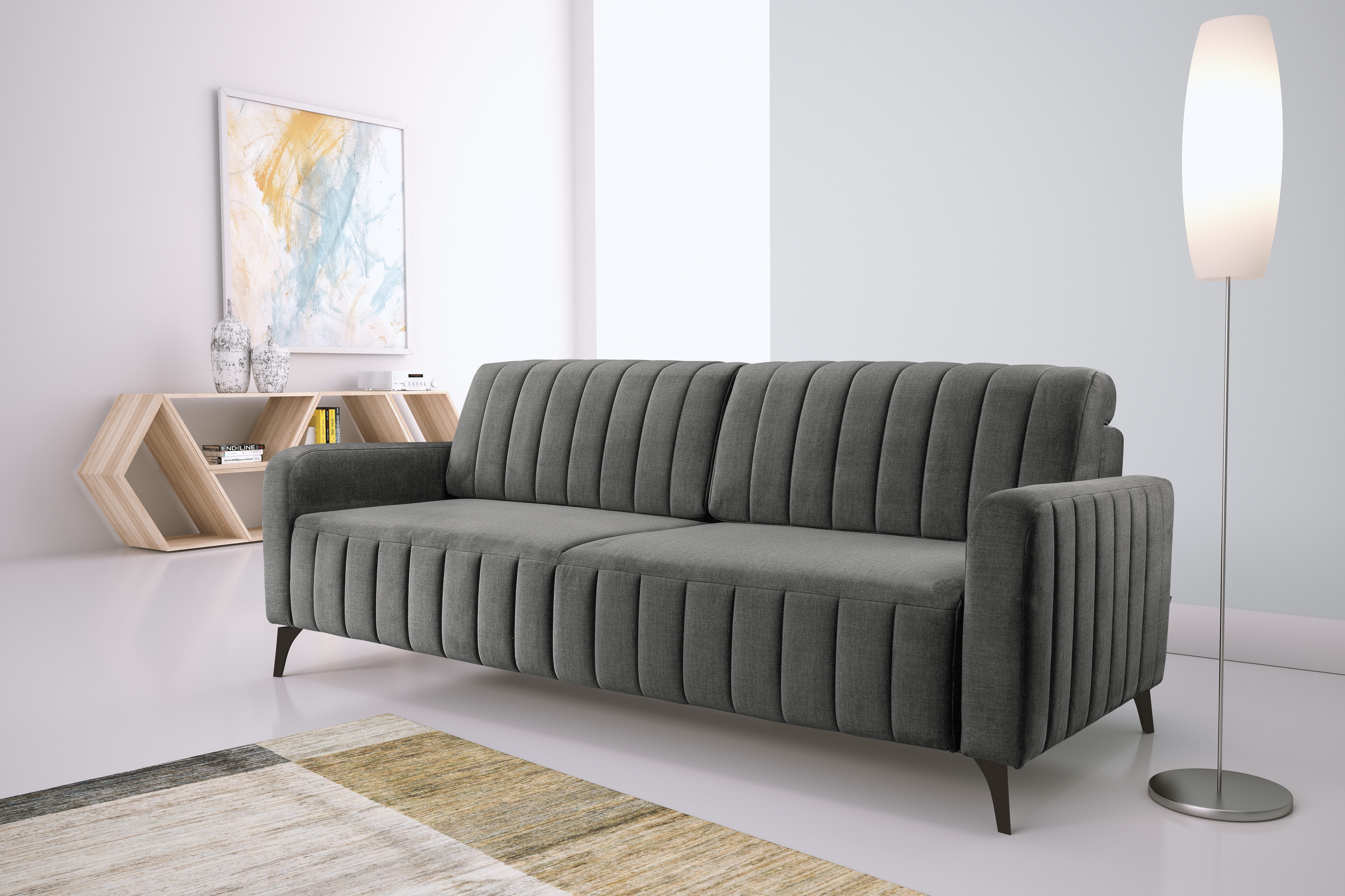 3-Sitzer Grande, Schlafsofa, Dauerschläfer, Microvelours-Bezug, Breite 222cm