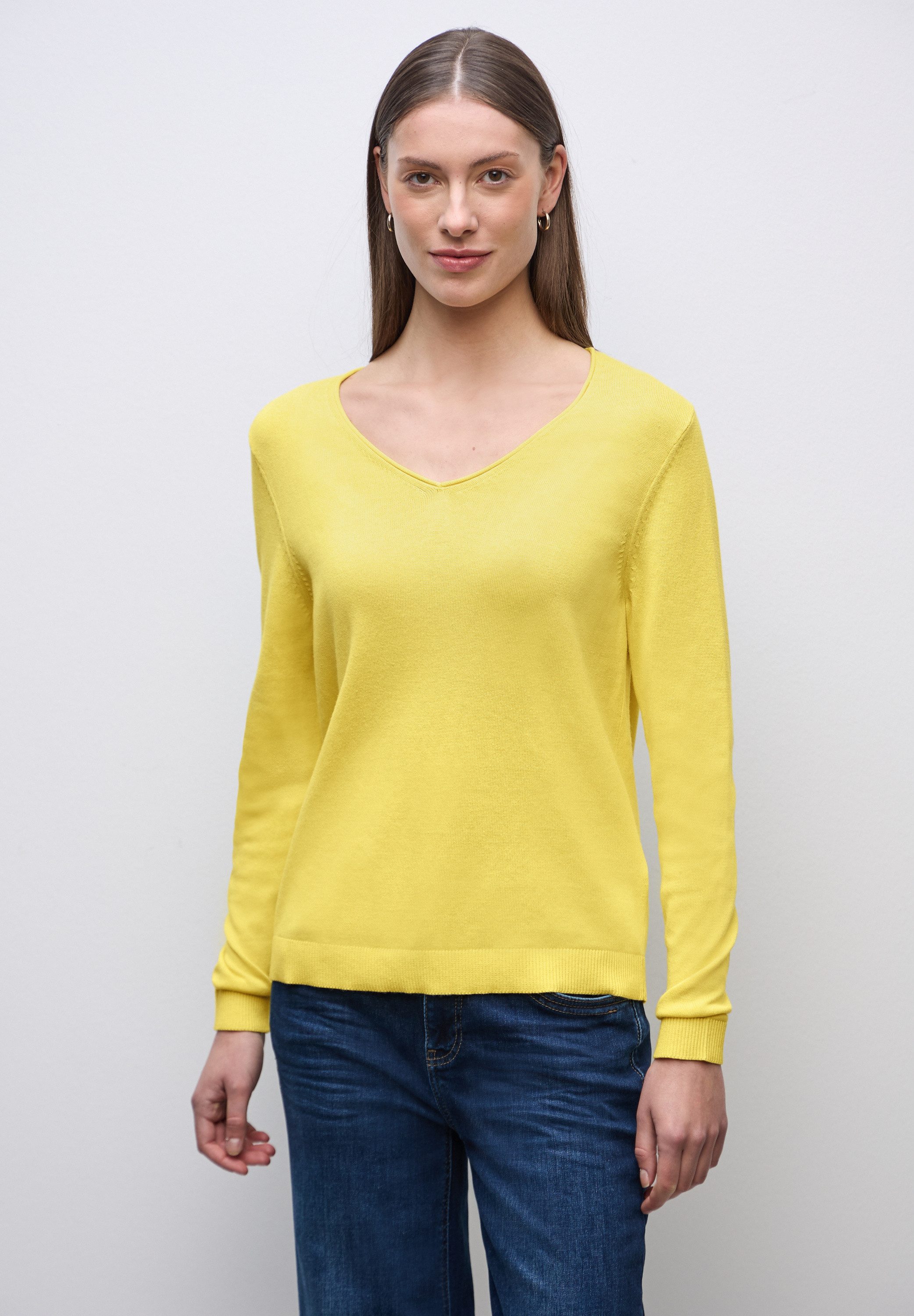 STREET ONE V-Ausschnitt-Pullover Feinstrick