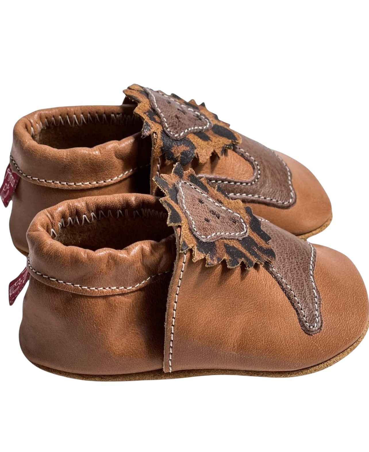 Anna und Paul Leo Krabbelschuh (1-tlg) Krabbelschuh mit Löwenmotiv, weichem Leder und elastischem Gummiband