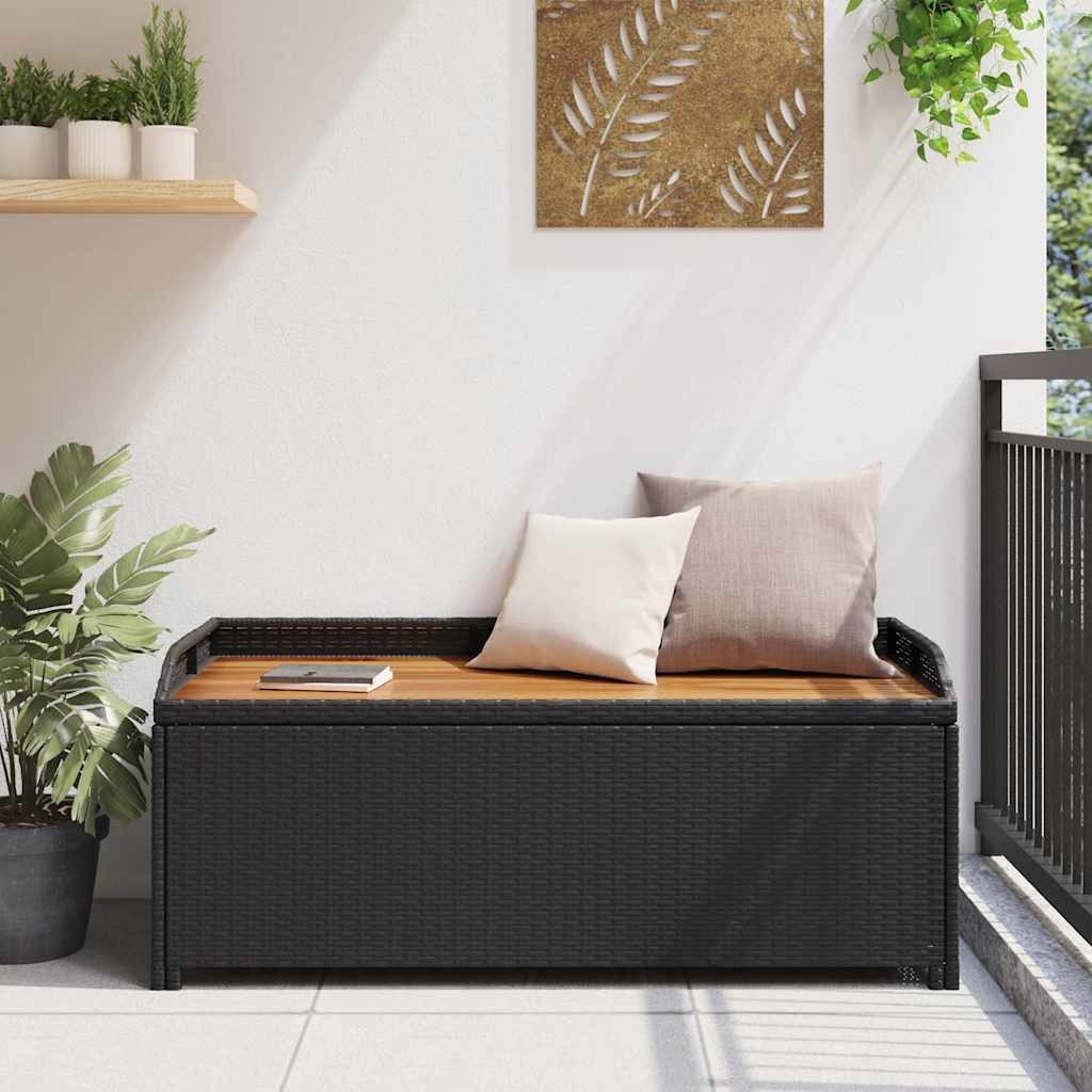 furnicato Truhenbank Sitzbank mit Stauraum 120x50x50 cm in Schwarz (1-St), Wetterbeständige Kissenbox mit Echtholzlatten für den Gartenbereich