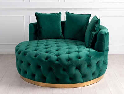 JVmoebel Sessel Chesterfield Runder Sessel Big Sofa Relax Couch Runde Sitzpolster Grün