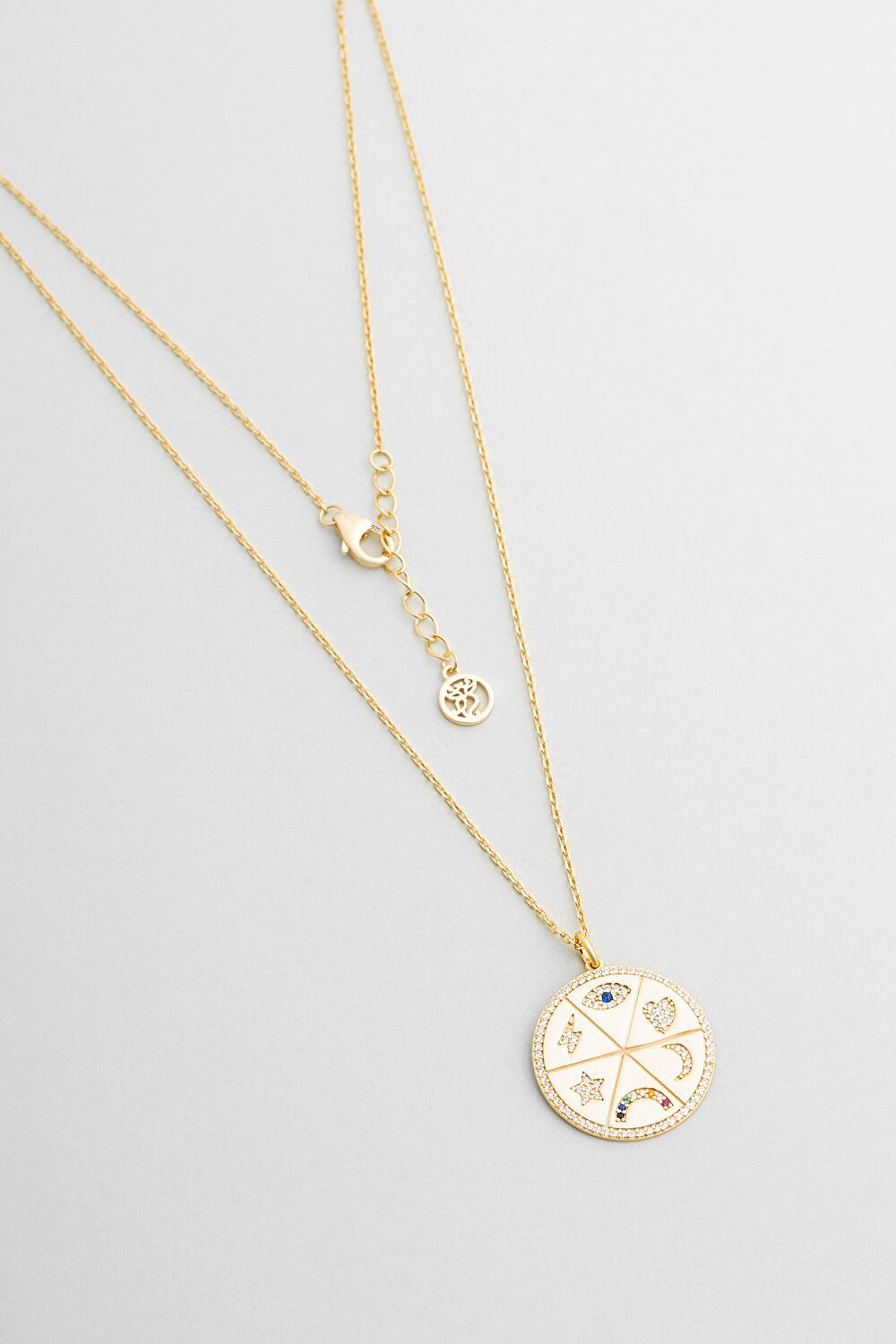 Kette mit Einhänger Glücksanhänger 18K vergoldete Silberkette 45cm