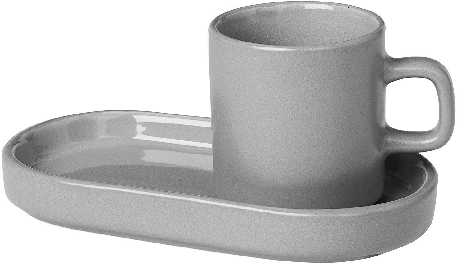 blomus Espressotasse PILAR, 4-tlg., Keramik, 2 Tassen, 2 Untertassen